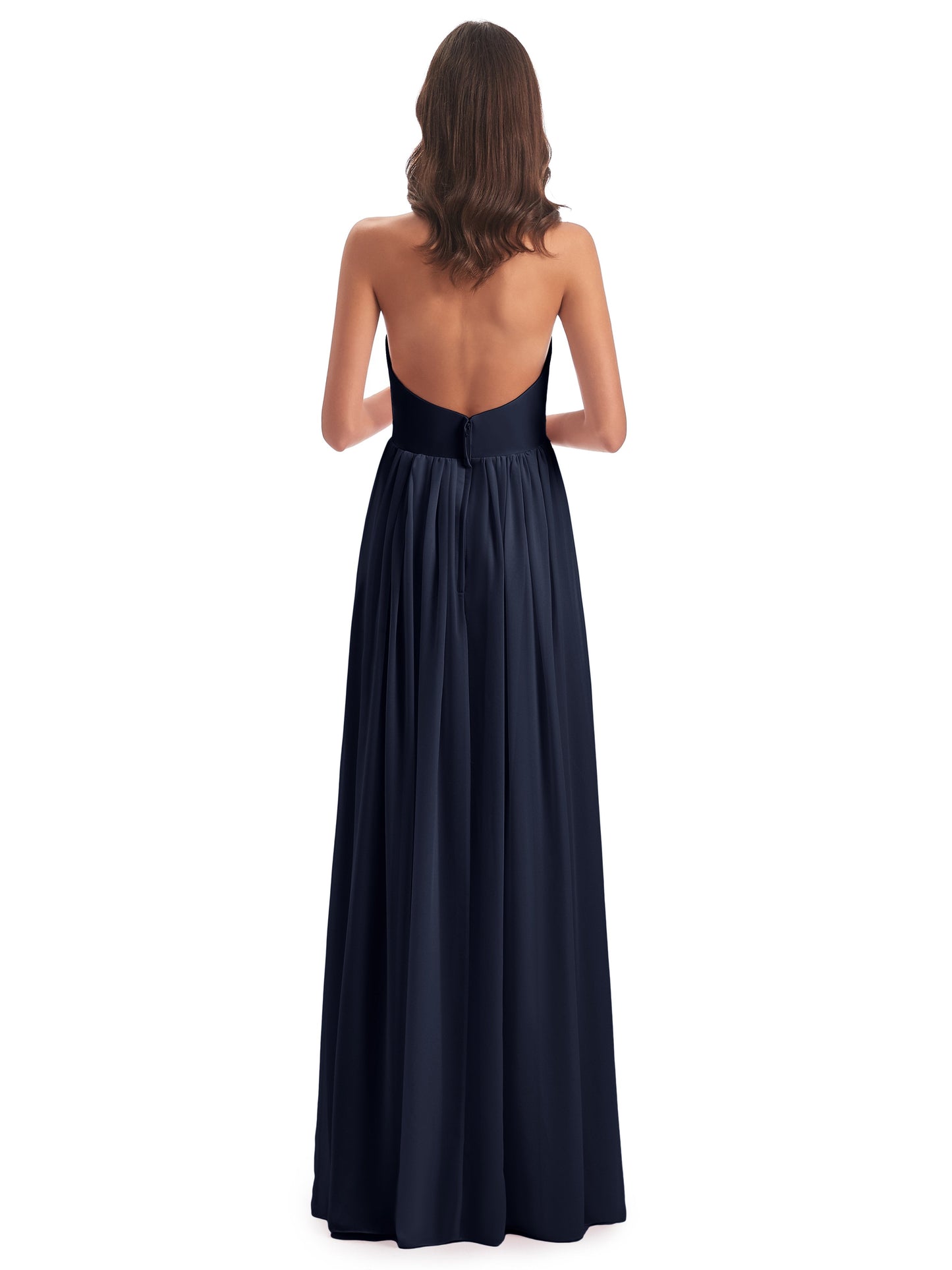 Camila A-line Halter Pleating Long Bridesmaid Dresses