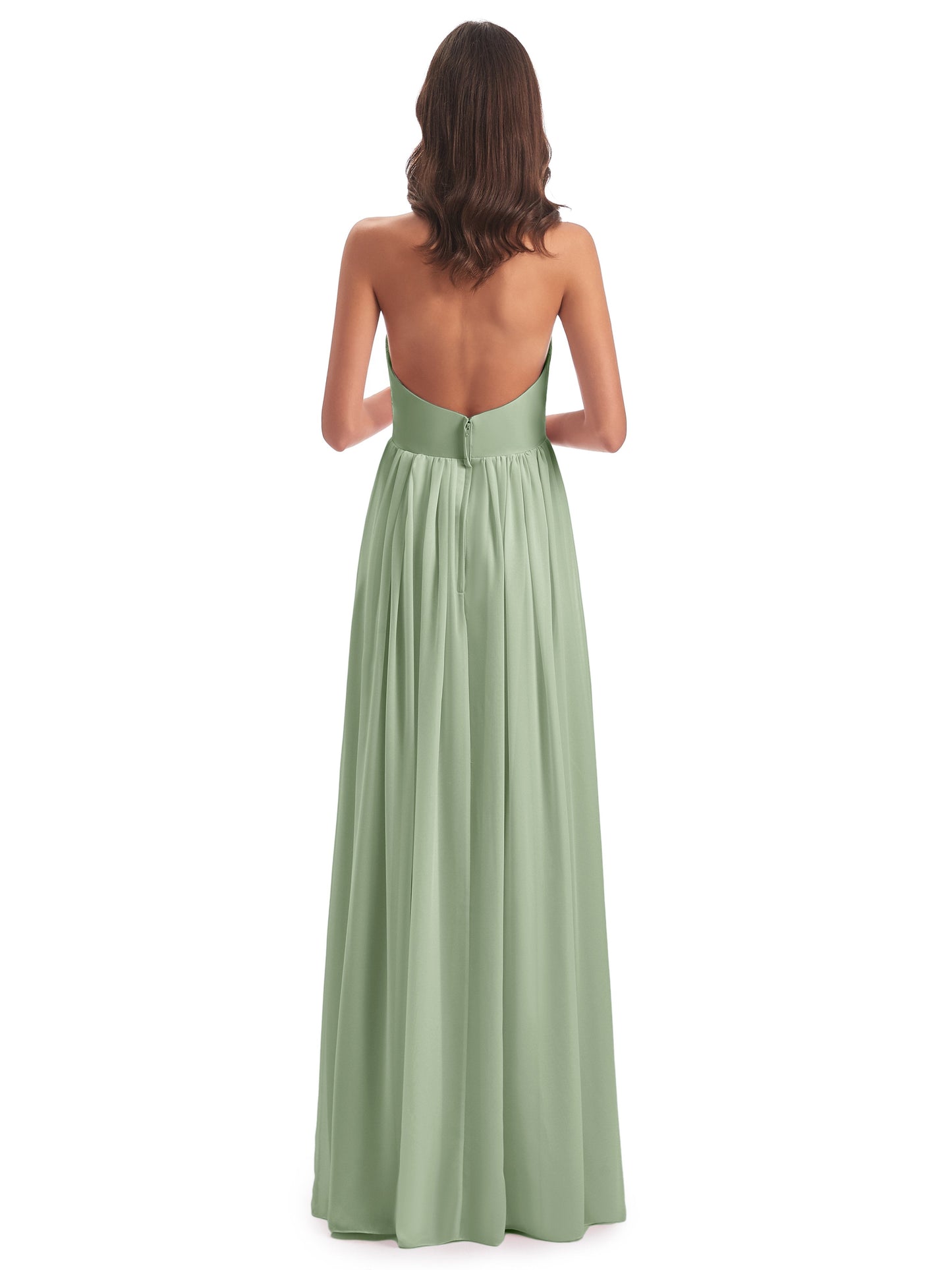 Camila A-line Halter Pleating Long Bridesmaid Dresses