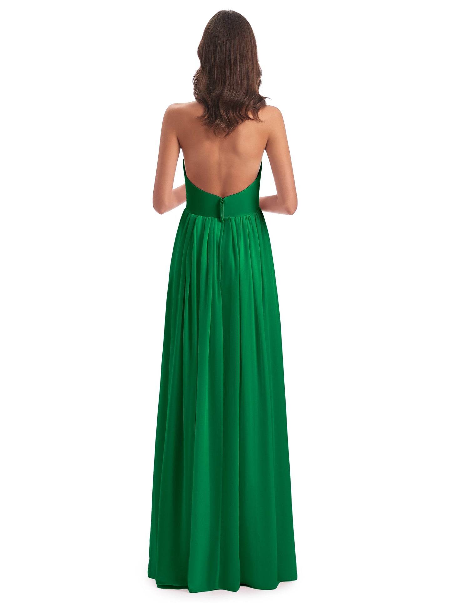 Camila A-line Halter Pleating Long Bridesmaid Dresses