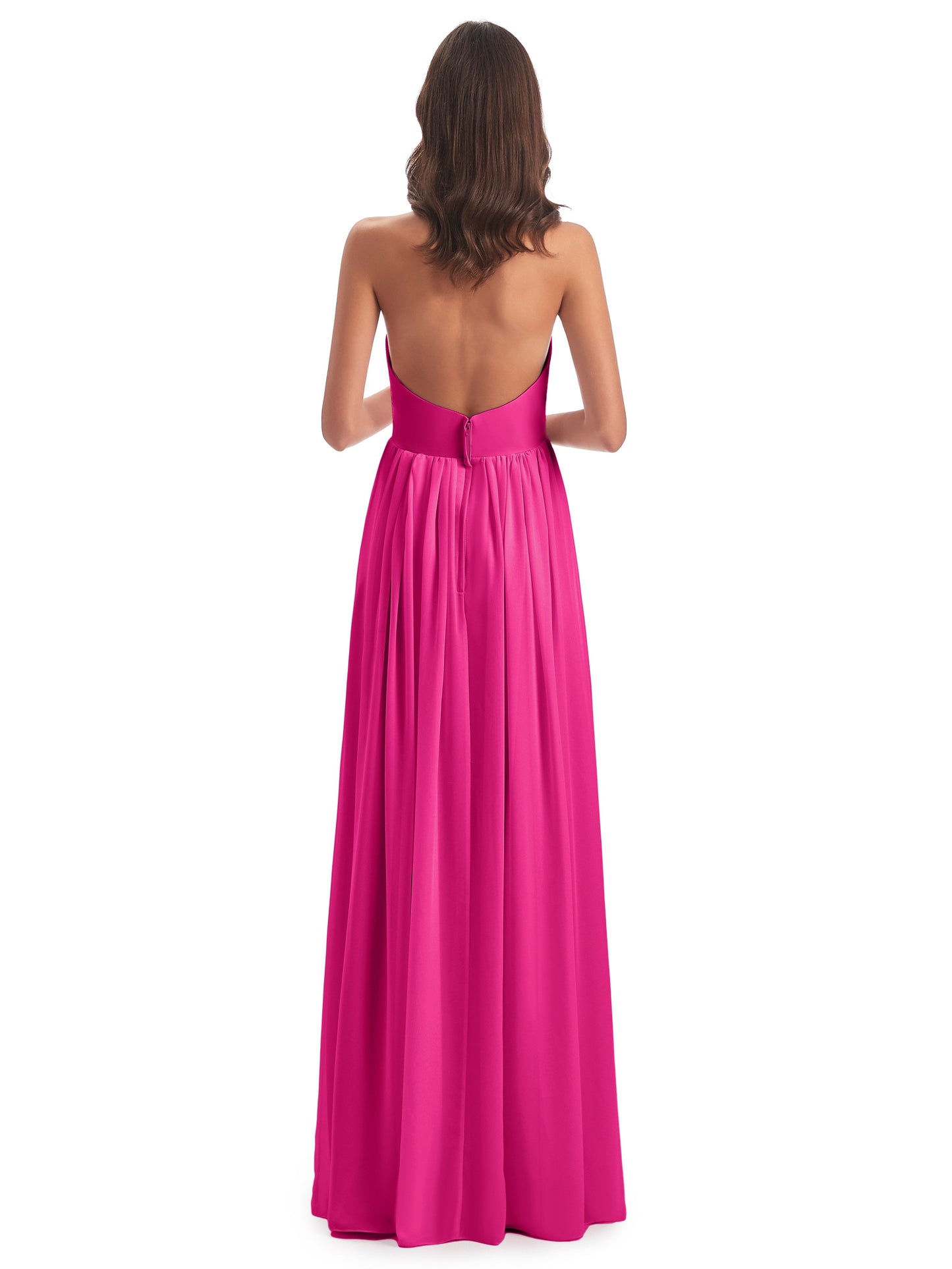 Camila A-line Halter Pleating Long Bridesmaid Dresses