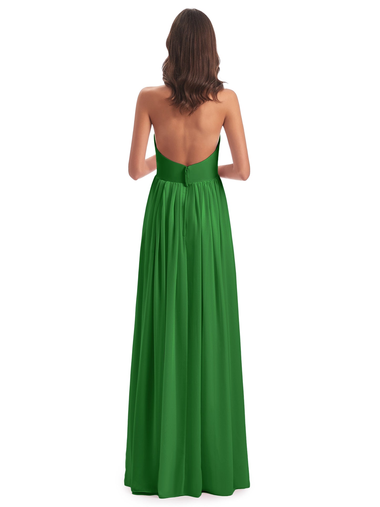 Camila A-line Halter Pleating Long Bridesmaid Dresses