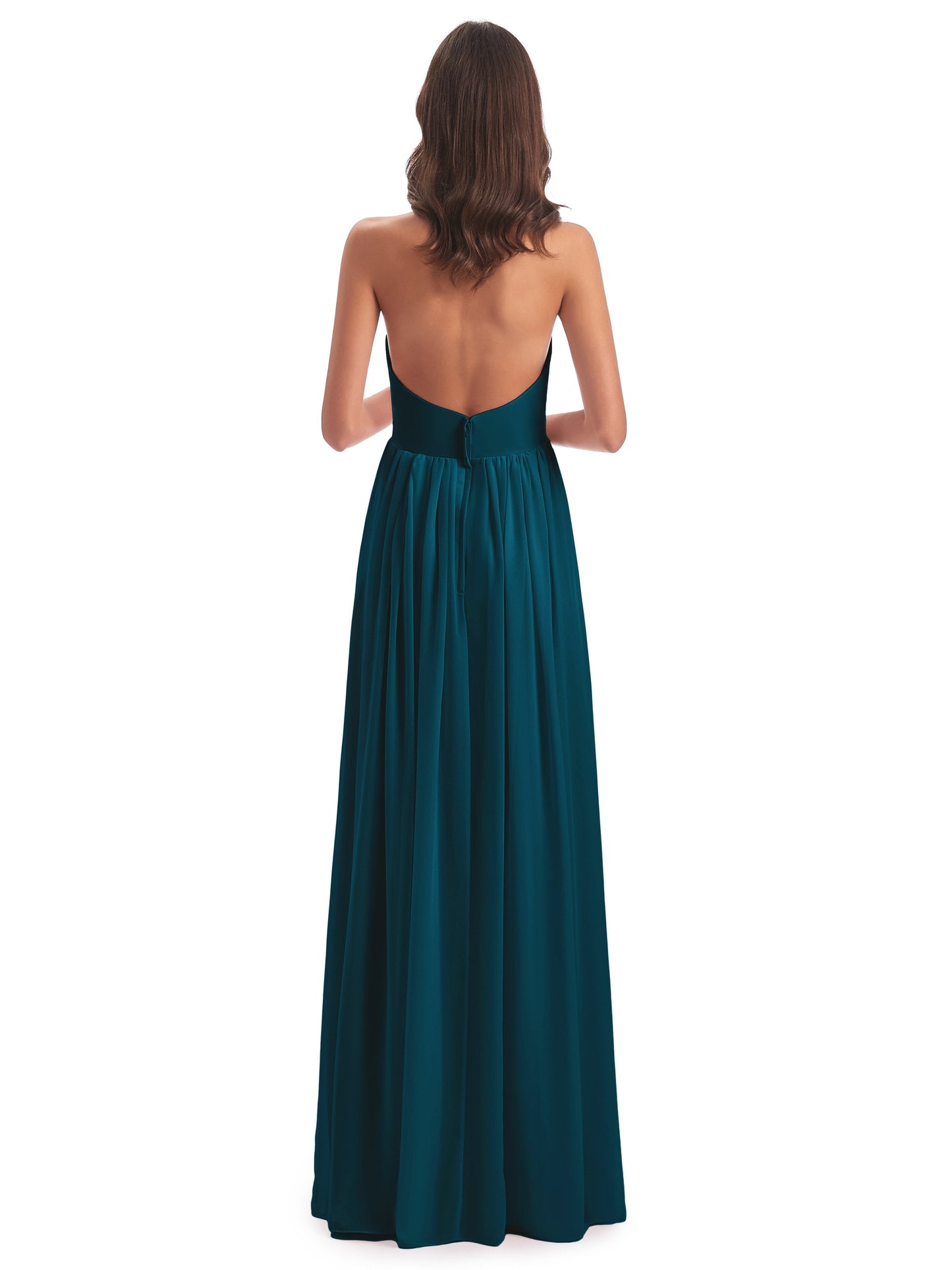 Camila A-line Halter Pleating Long Bridesmaid Dresses