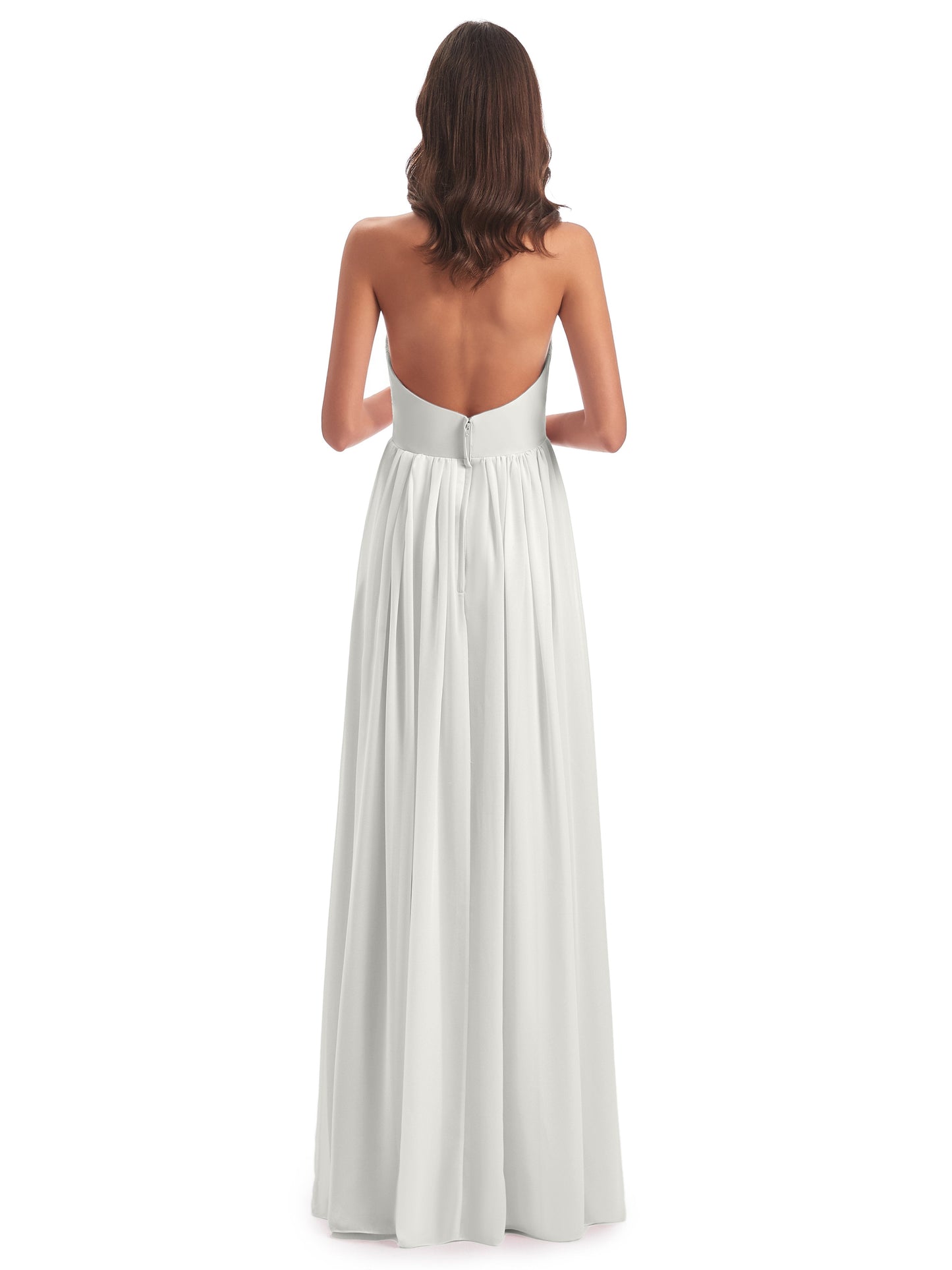 Camila A-line Halter Pleating Long Bridesmaid Dresses