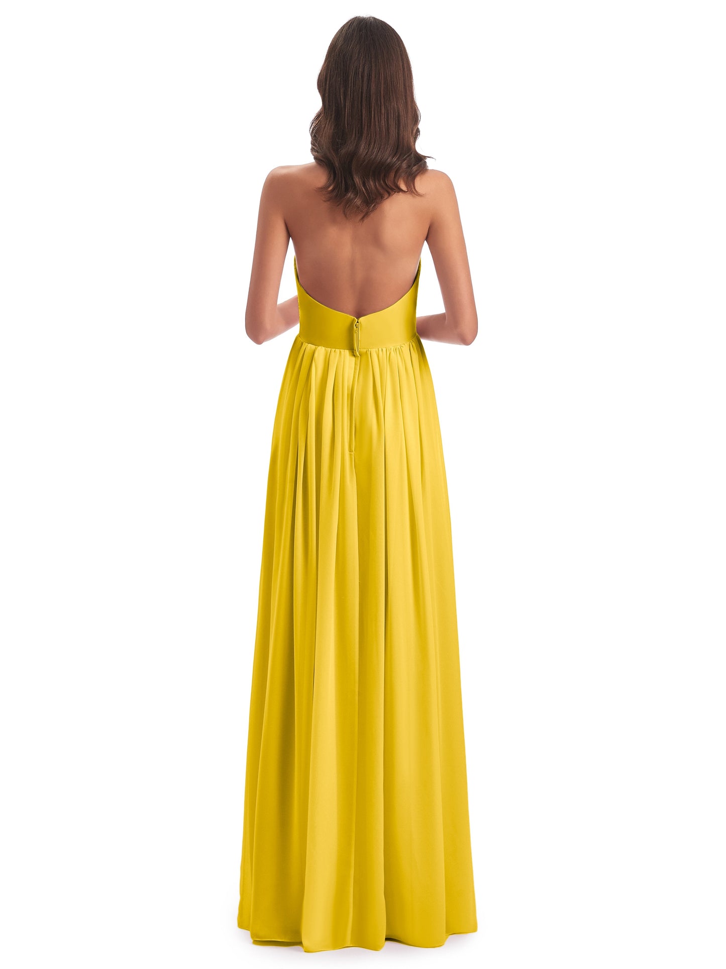 Camila A-line Halter Pleating Long Bridesmaid Dresses