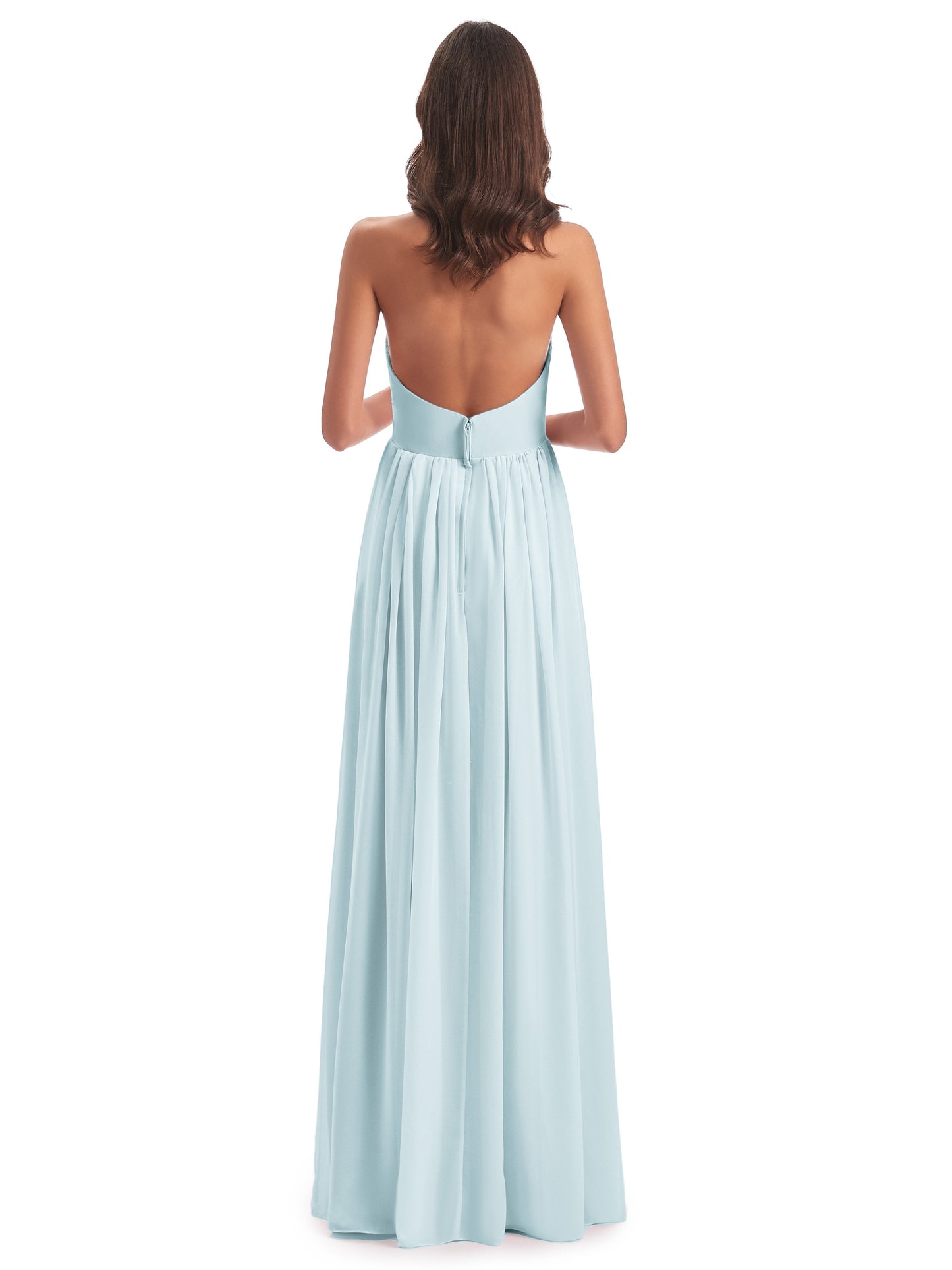 Camila A-line Halter Pleating Long Bridesmaid Dresses