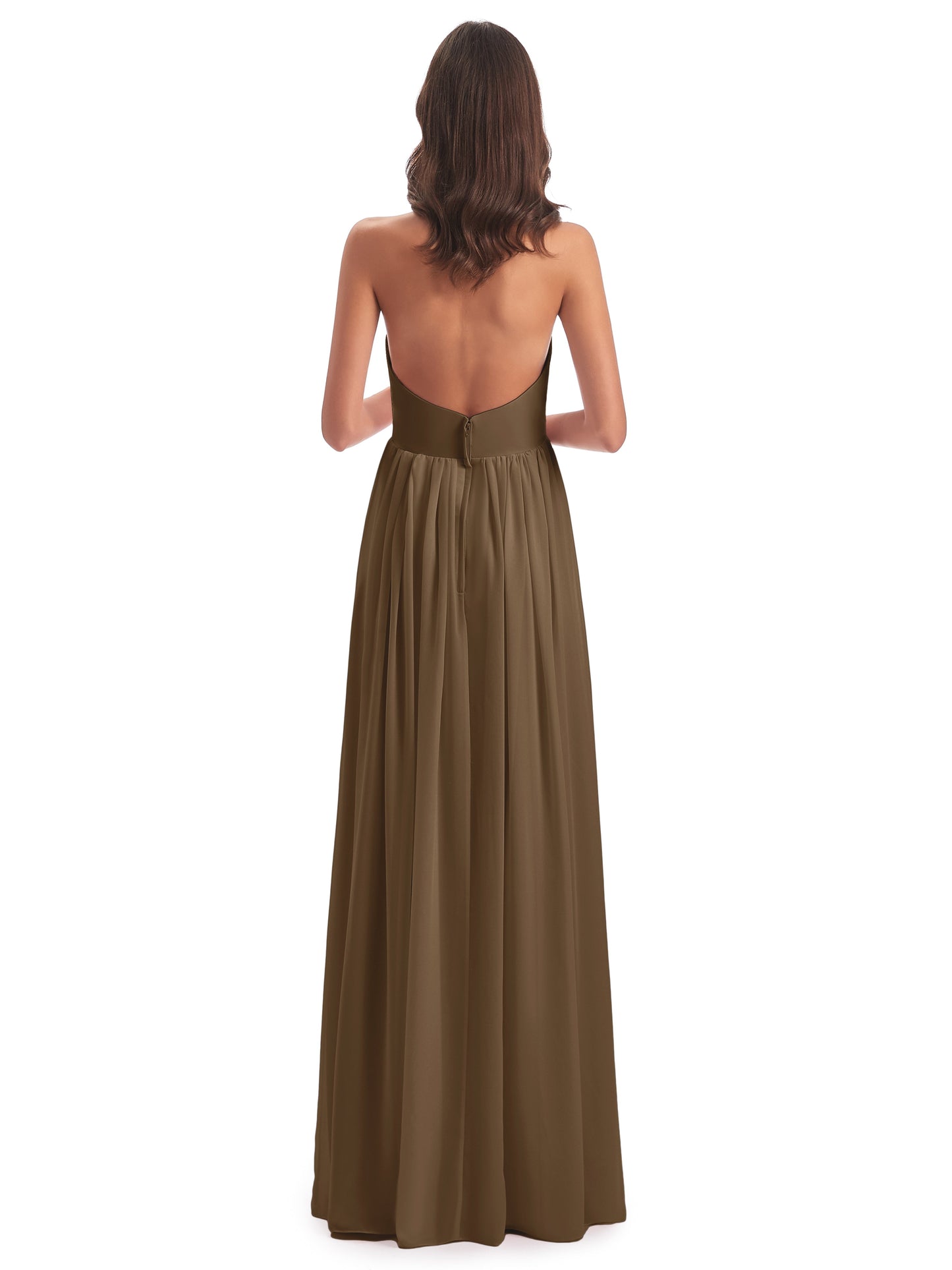 Camila A-line Halter Pleating Long Bridesmaid Dresses
