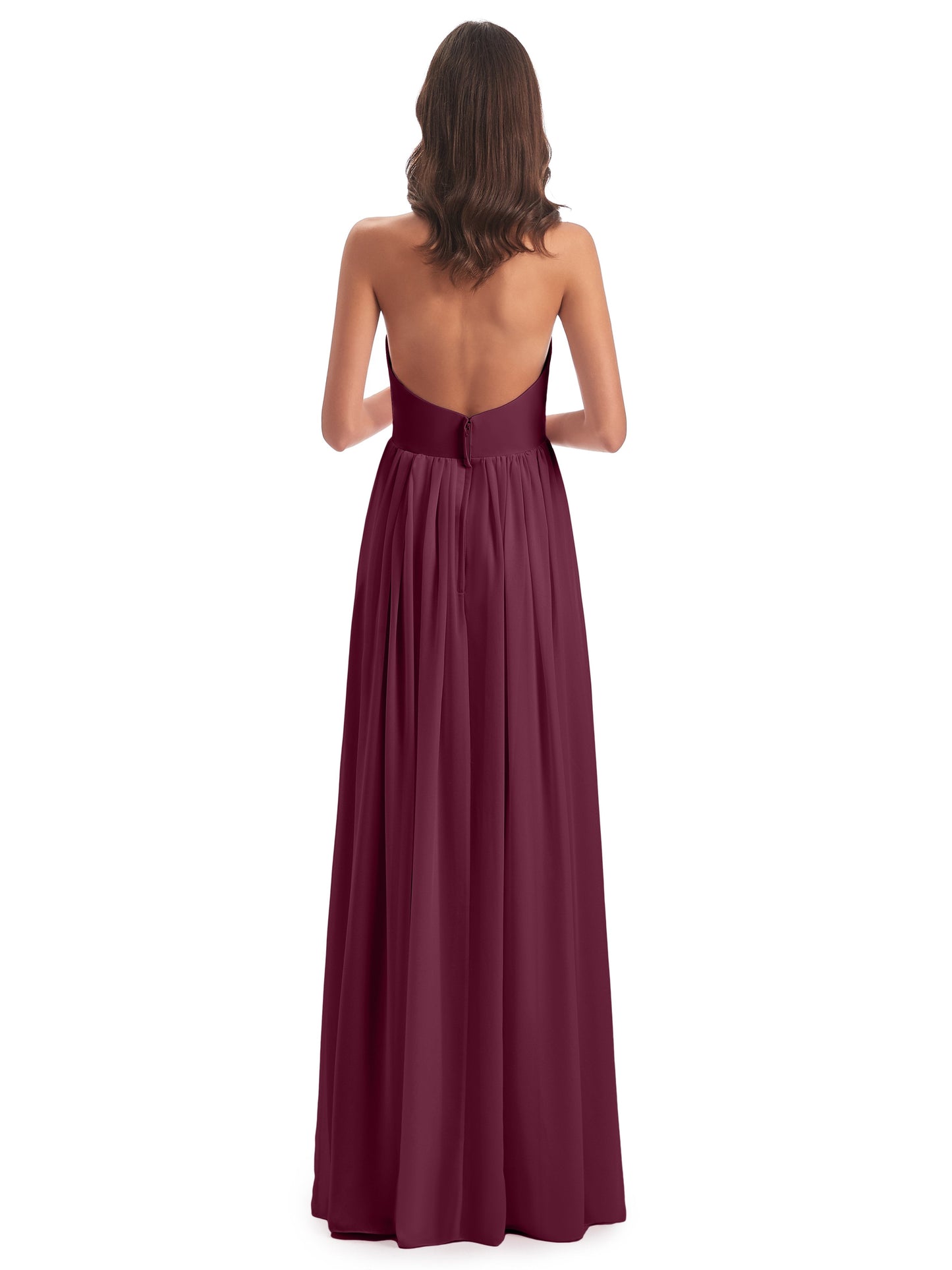 Camila A-line Halter Pleating Long Bridesmaid Dresses