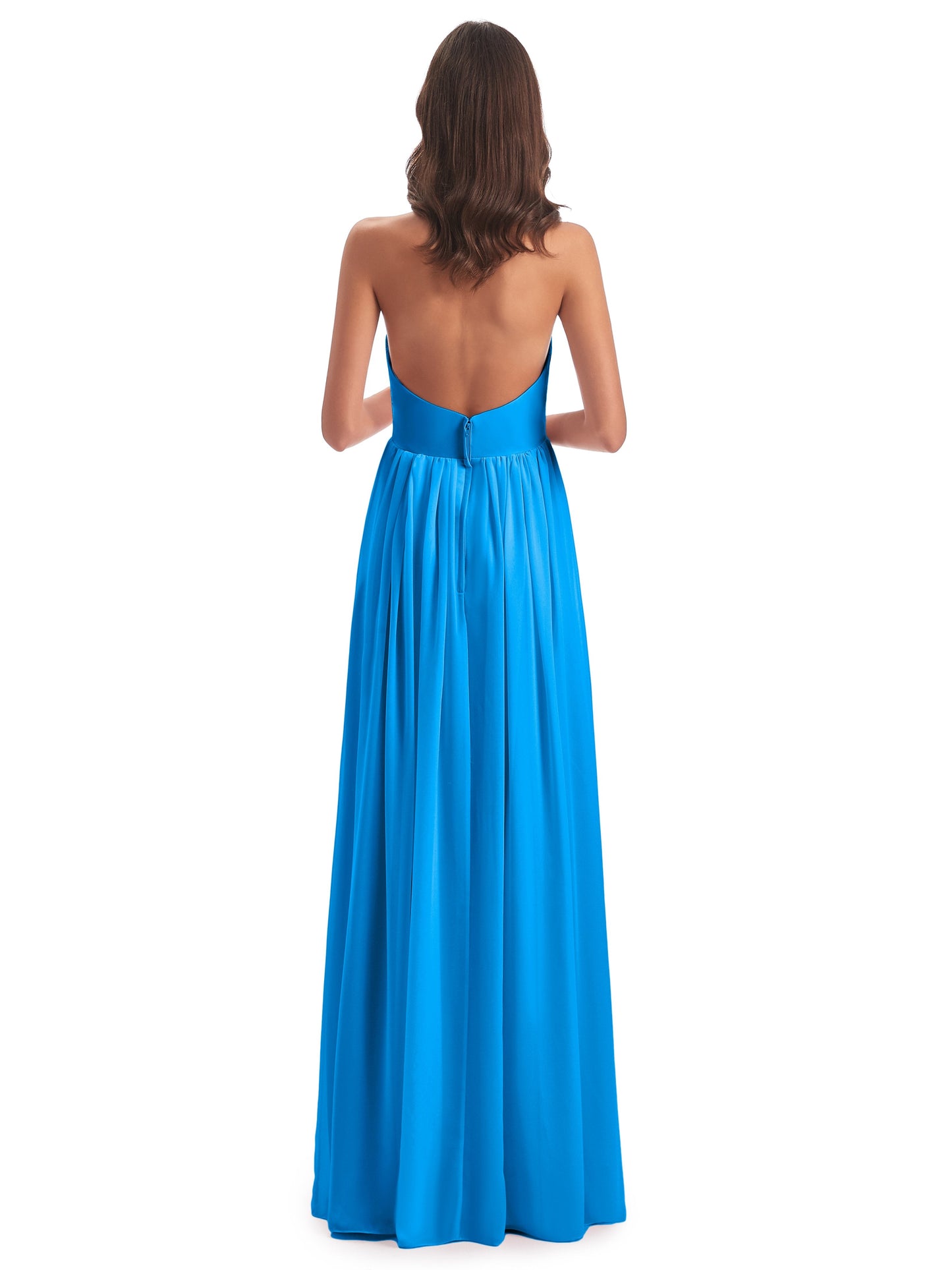 Camila A-line Halter Pleating Long Bridesmaid Dresses