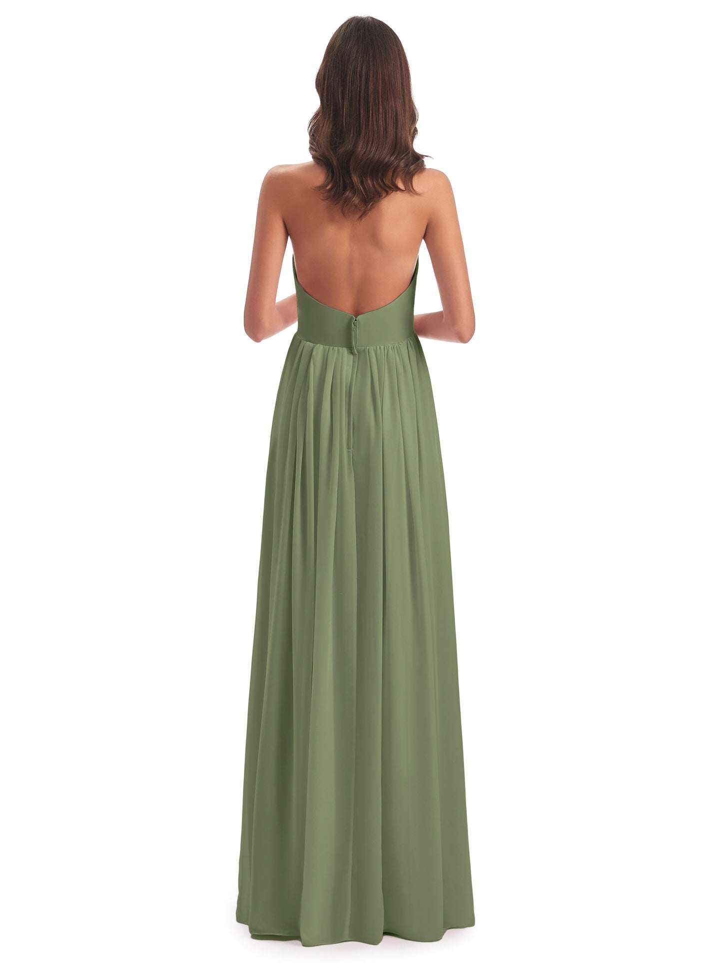 Camila A-line Halter Pleating Long Bridesmaid Dresses