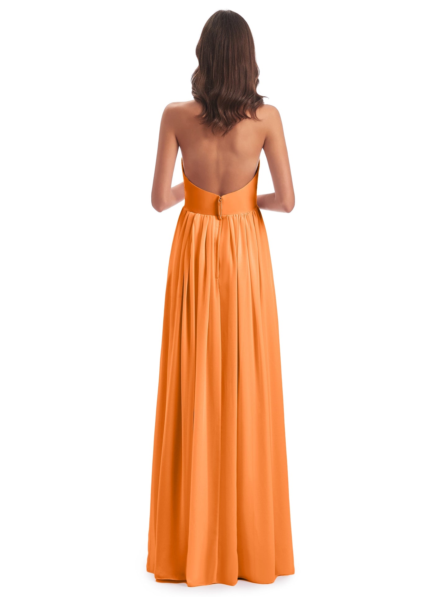 Camila A-line Halter Pleating Long Bridesmaid Dresses