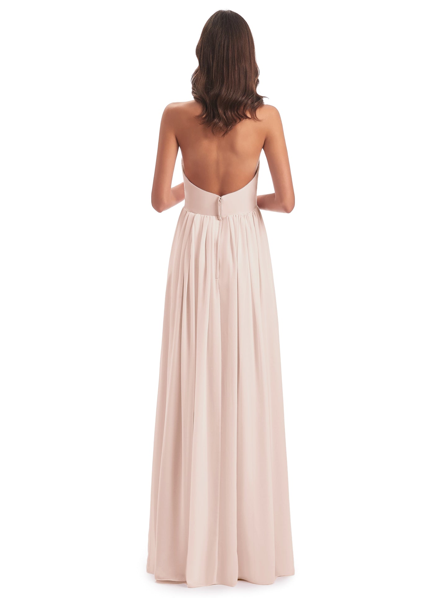 Camila A-line Halter Pleating Long Bridesmaid Dresses