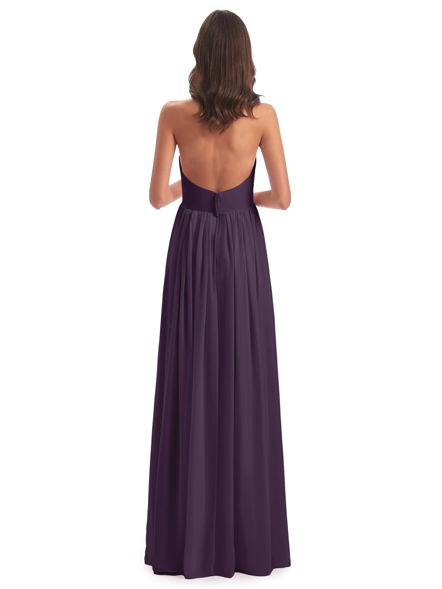 Camila A-line Halter Pleating Long Bridesmaid Dresses