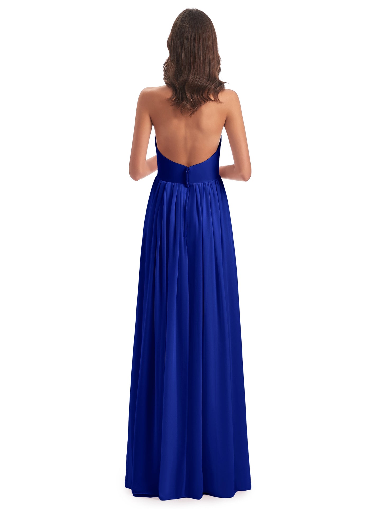 Camila A-line Halter Pleating Long Bridesmaid Dresses