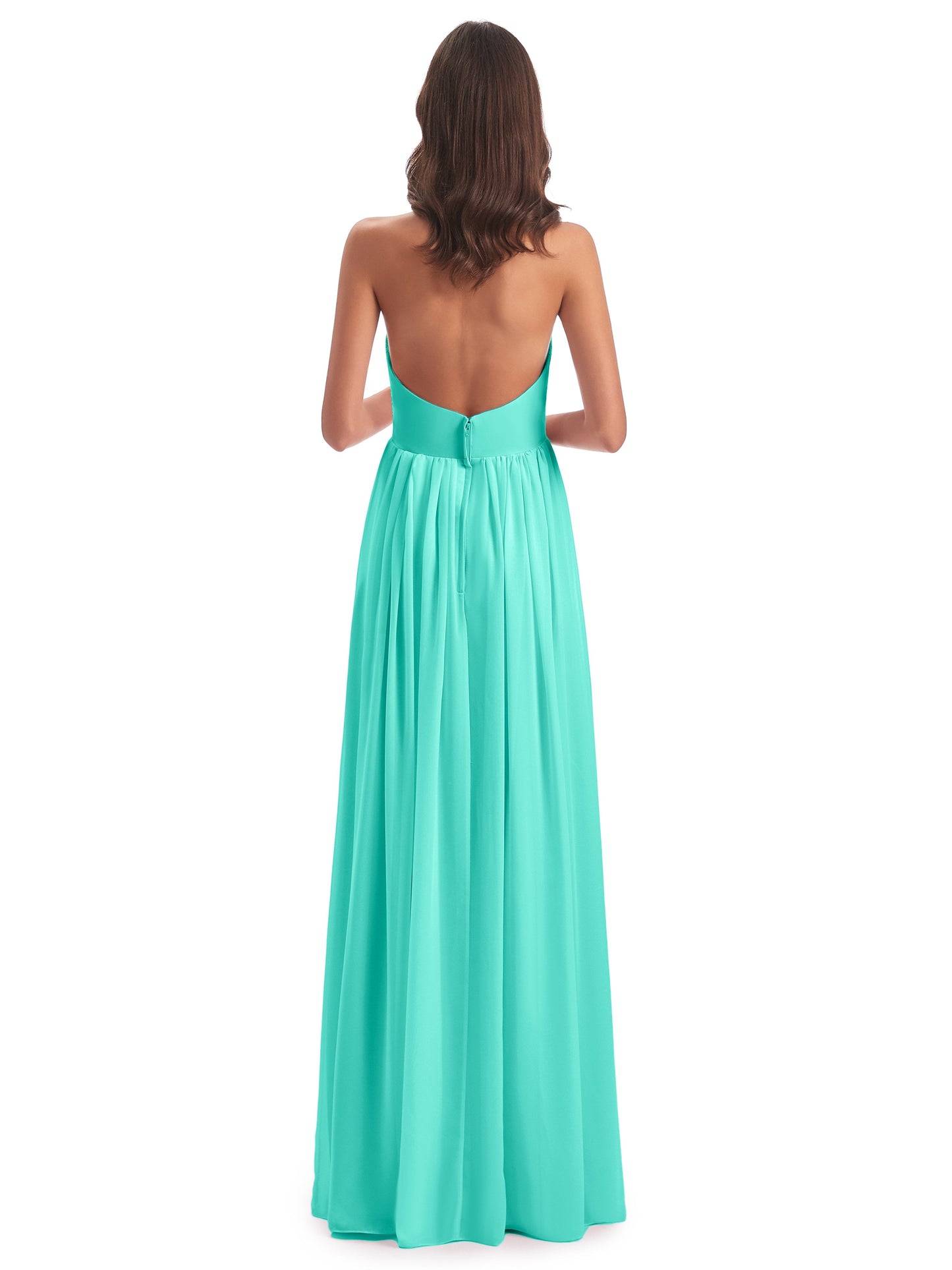 Camila A-line Halter Pleating Long Bridesmaid Dresses