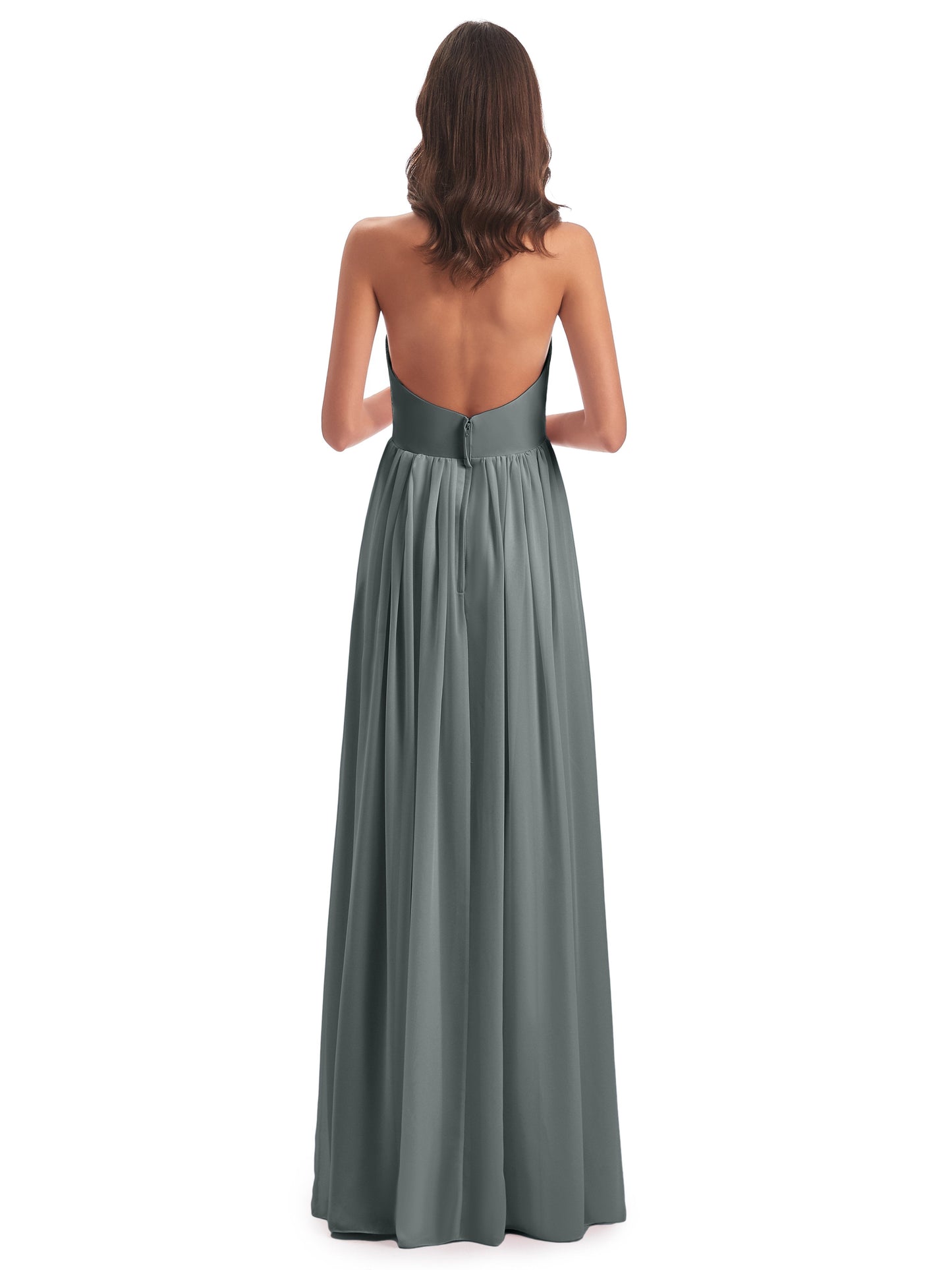 Camila A-line Halter Pleating Long Bridesmaid Dresses