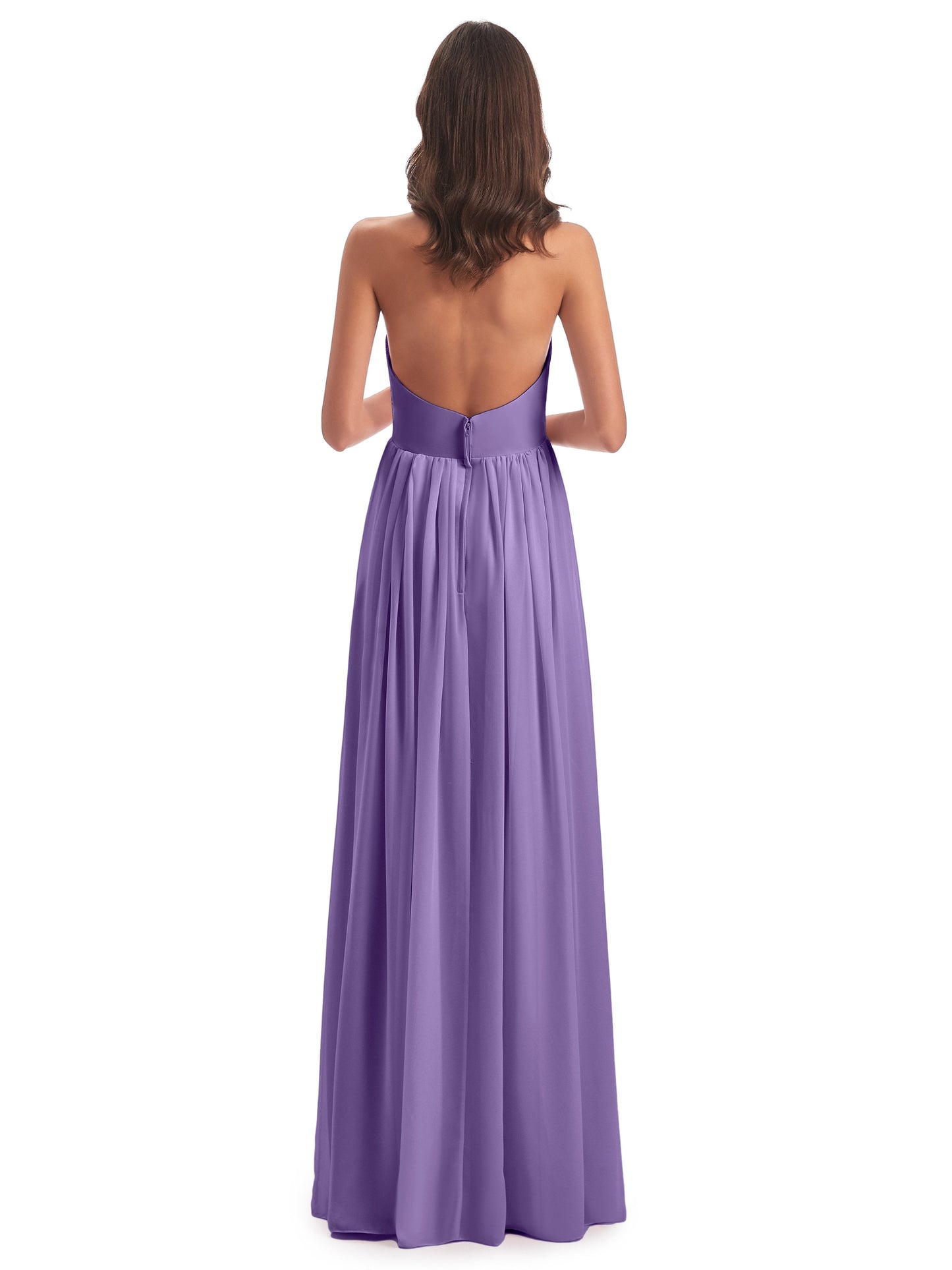 Camila A-line Halter Pleating Long Bridesmaid Dresses