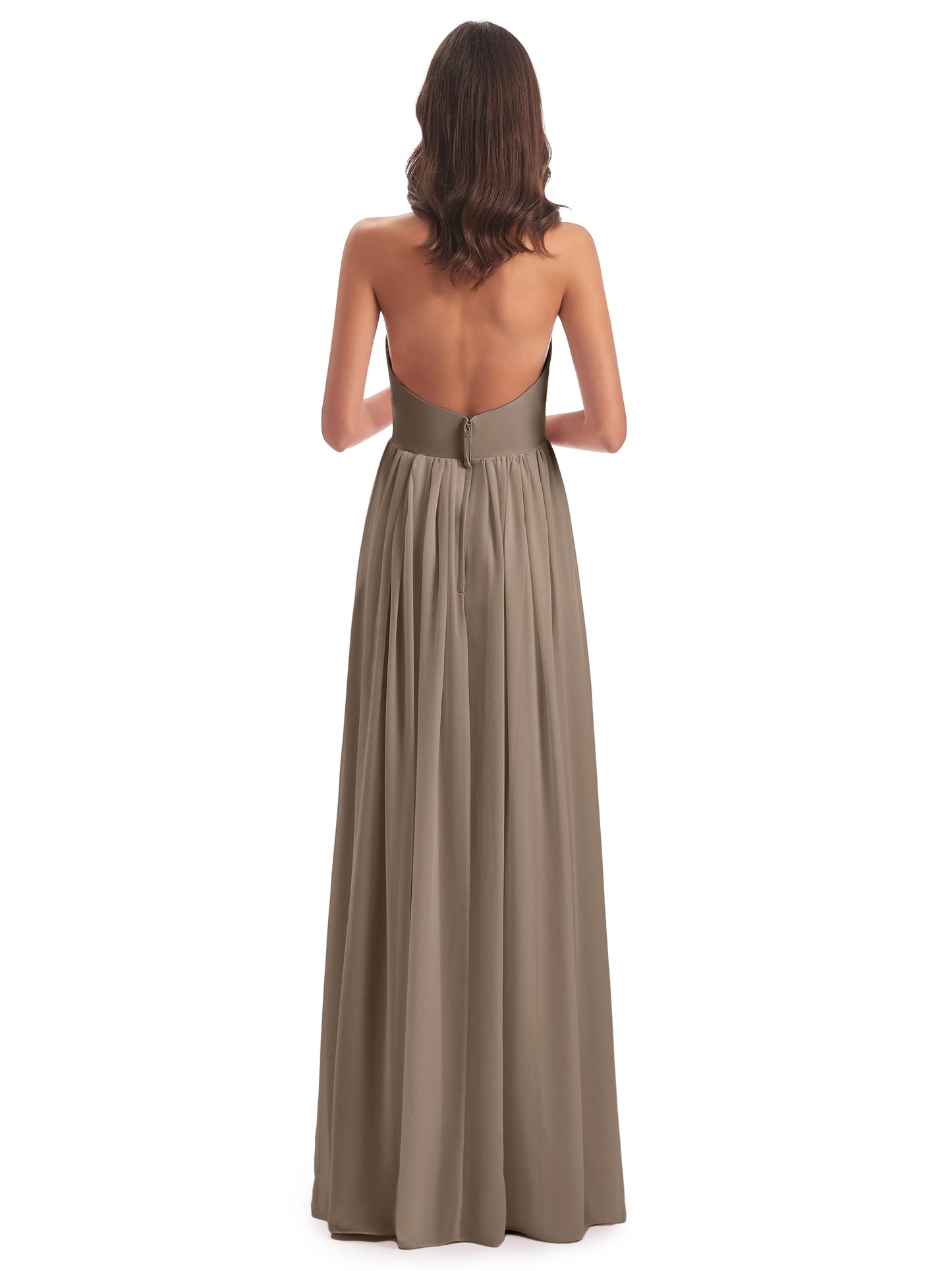 Camila A-line Halter Pleating Long Bridesmaid Dresses