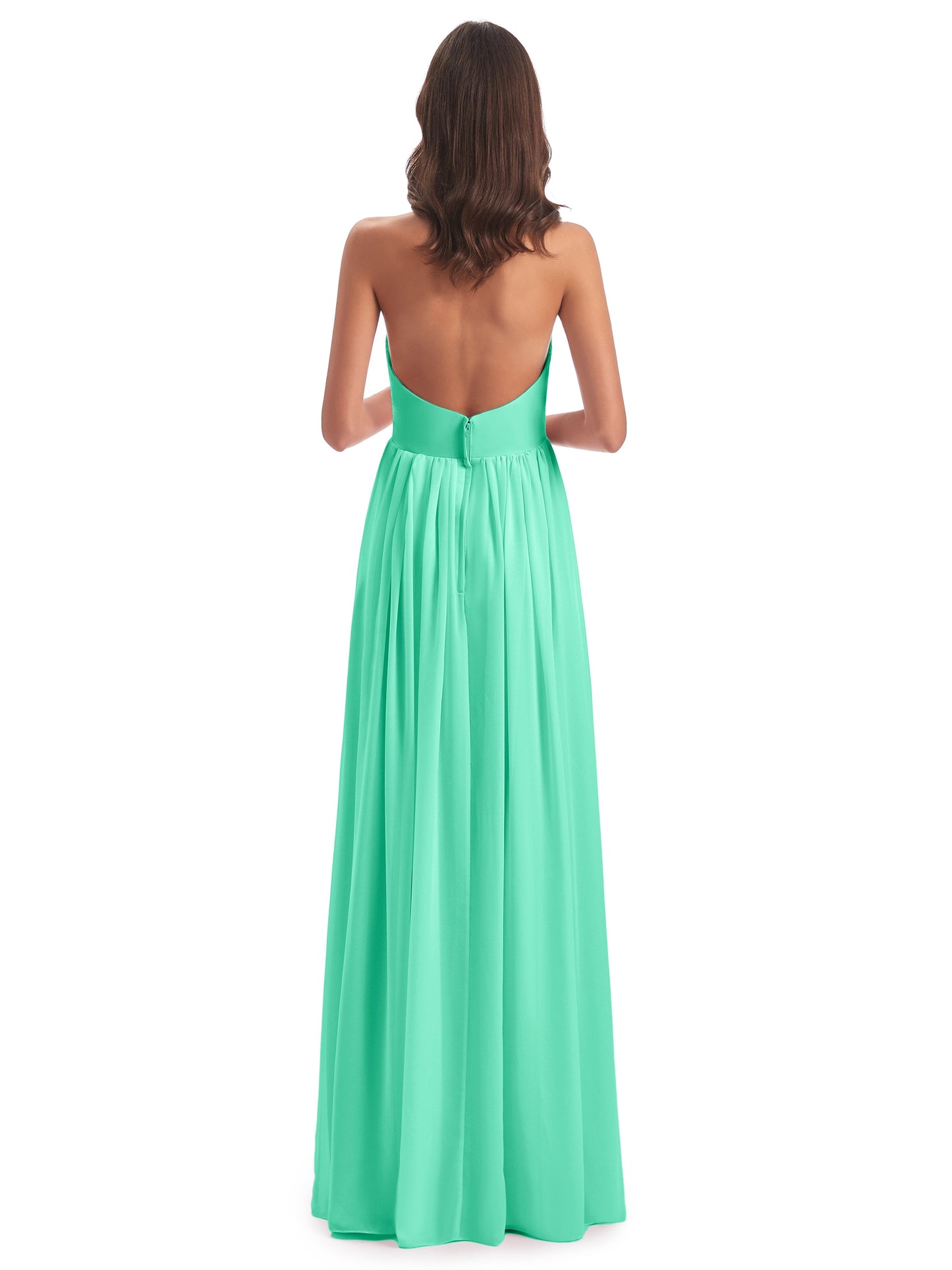 Camila A-line Halter Pleating Long Bridesmaid Dresses