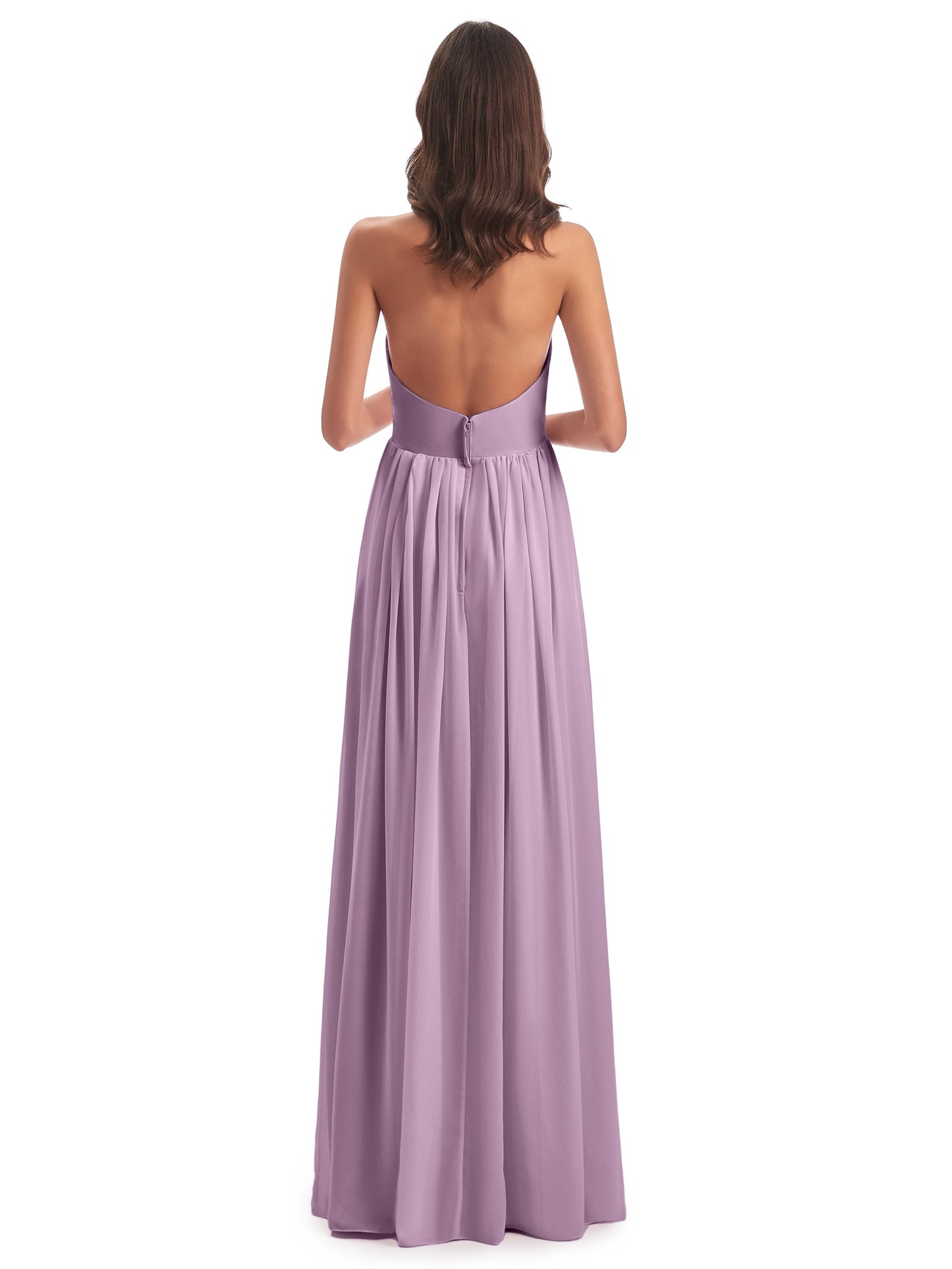 Camila A-line Halter Pleating Long Bridesmaid Dresses