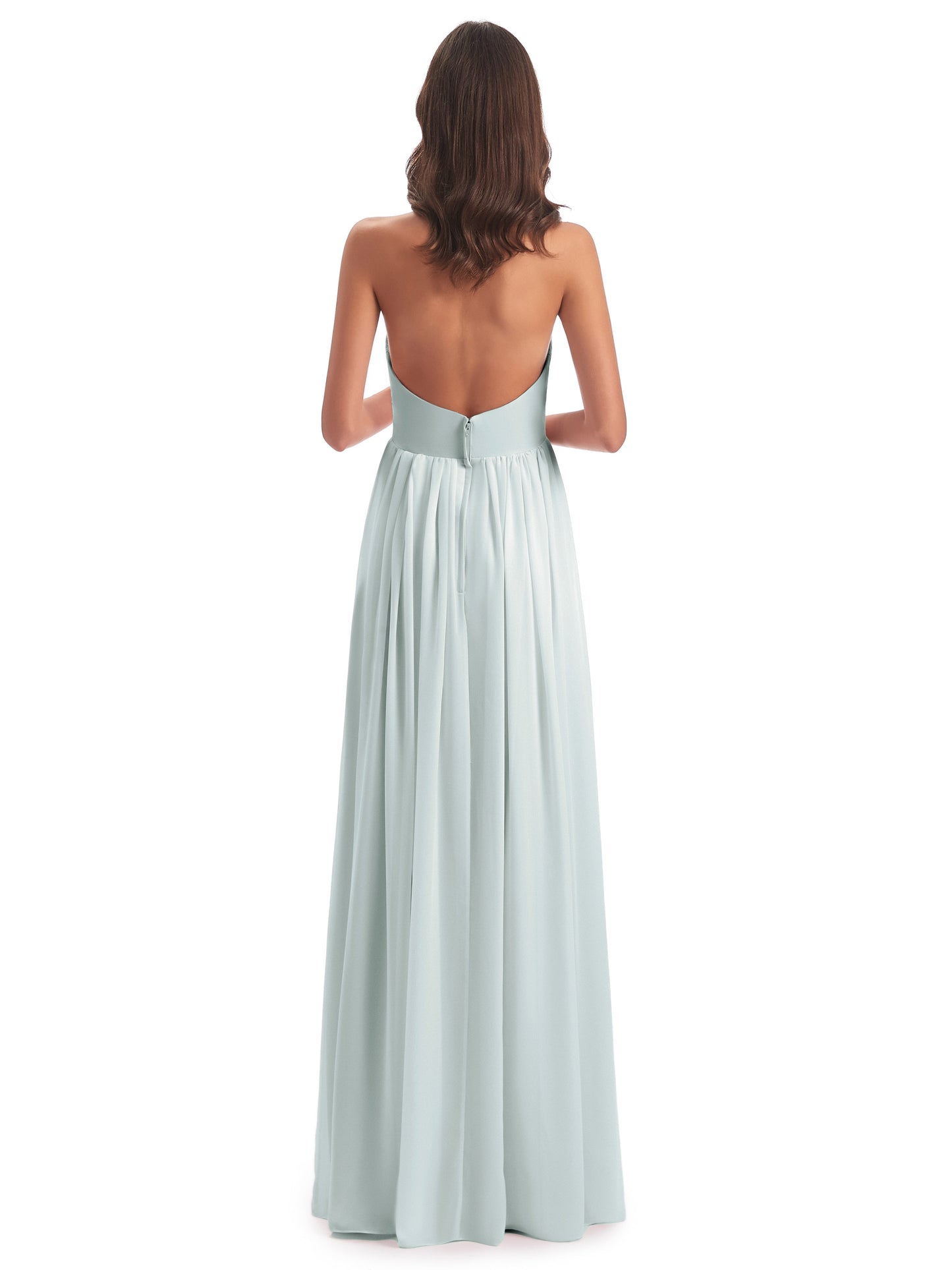 Camila A-line Halter Pleating Long Bridesmaid Dresses
