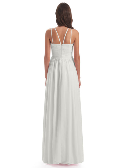 Ellianna Halter Open Back Chiffon Long Bridesmaid Dresses