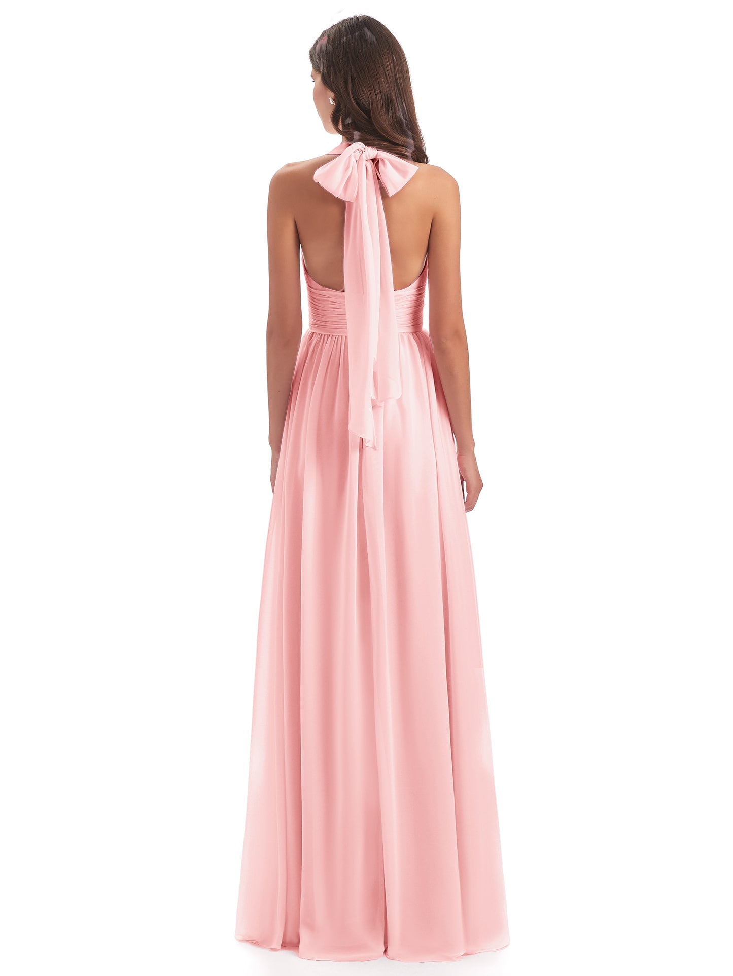 Emily Floor Length V Neck Split Chiffon Bridesmaid Dresses