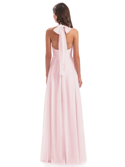 Emily Floor Length V Neck Split Chiffon Bridesmaid Dresses