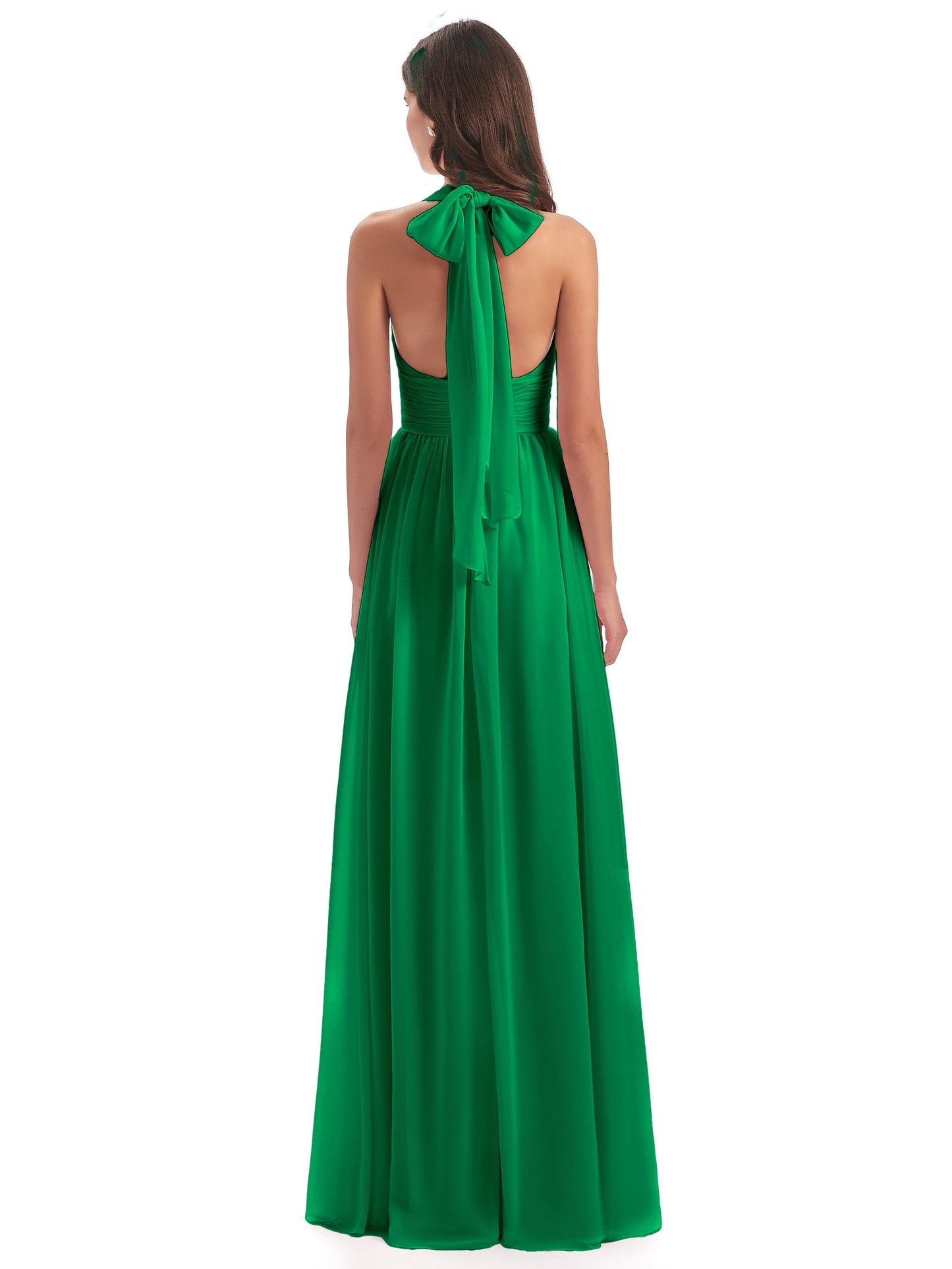 Emily Floor Length V Neck Split Chiffon Bridesmaid Dresses