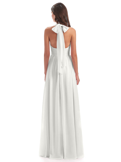 Emily Floor Length V Neck Split Chiffon Bridesmaid Dresses