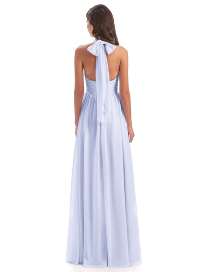 Emily Floor Length V Neck Split Chiffon Bridesmaid Dresses