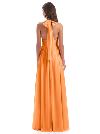 Emily Floor Length V Neck Split Chiffon Bridesmaid Dresses