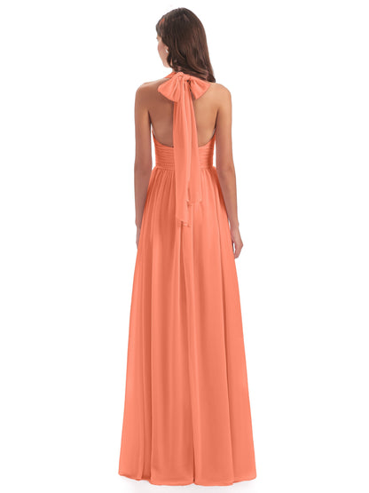 Emily Floor Length V Neck Split Chiffon Bridesmaid Dresses
