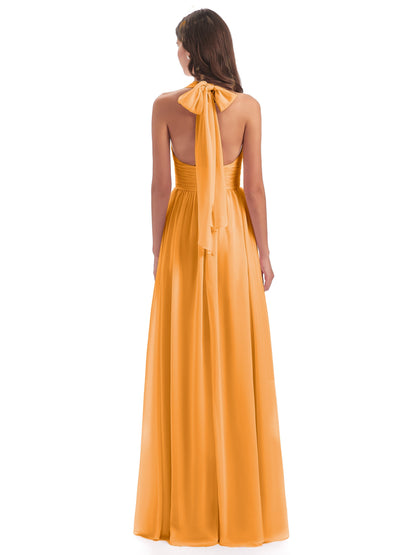 Emily Floor Length V Neck Split Chiffon Bridesmaid Dresses