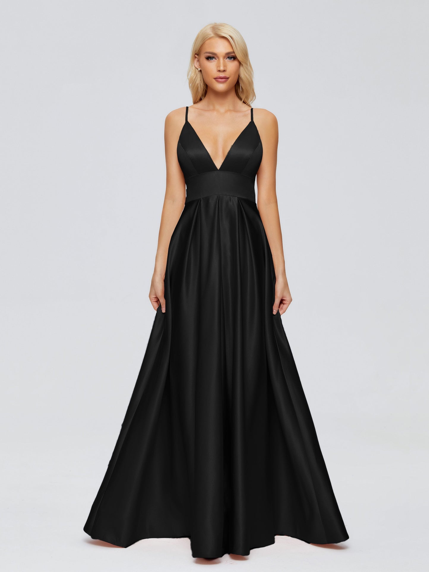 Faith Spaghetti Straps Satin Bridesmaid Dress