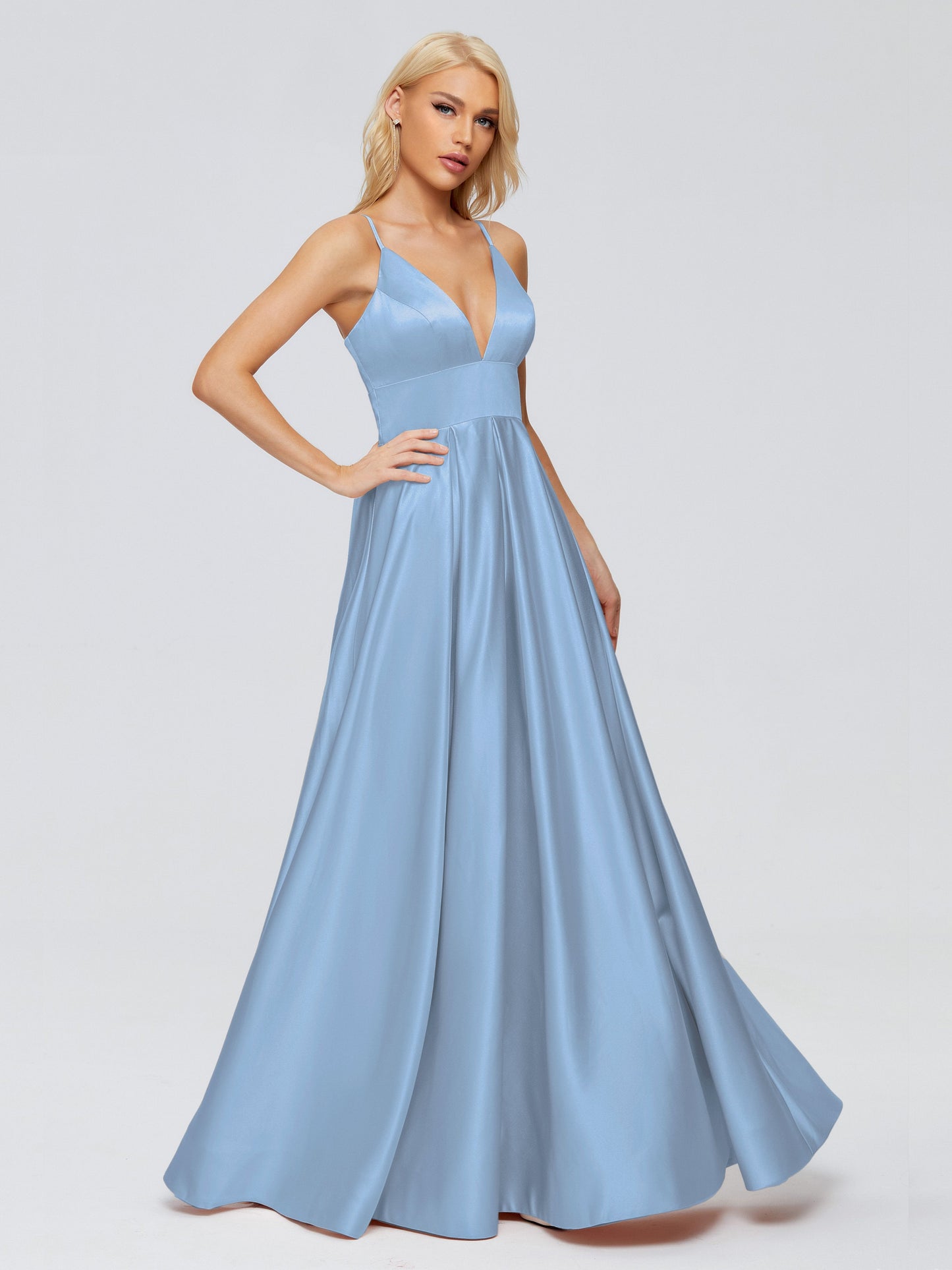 Faith Spaghetti Straps Satin Bridesmaid Dress