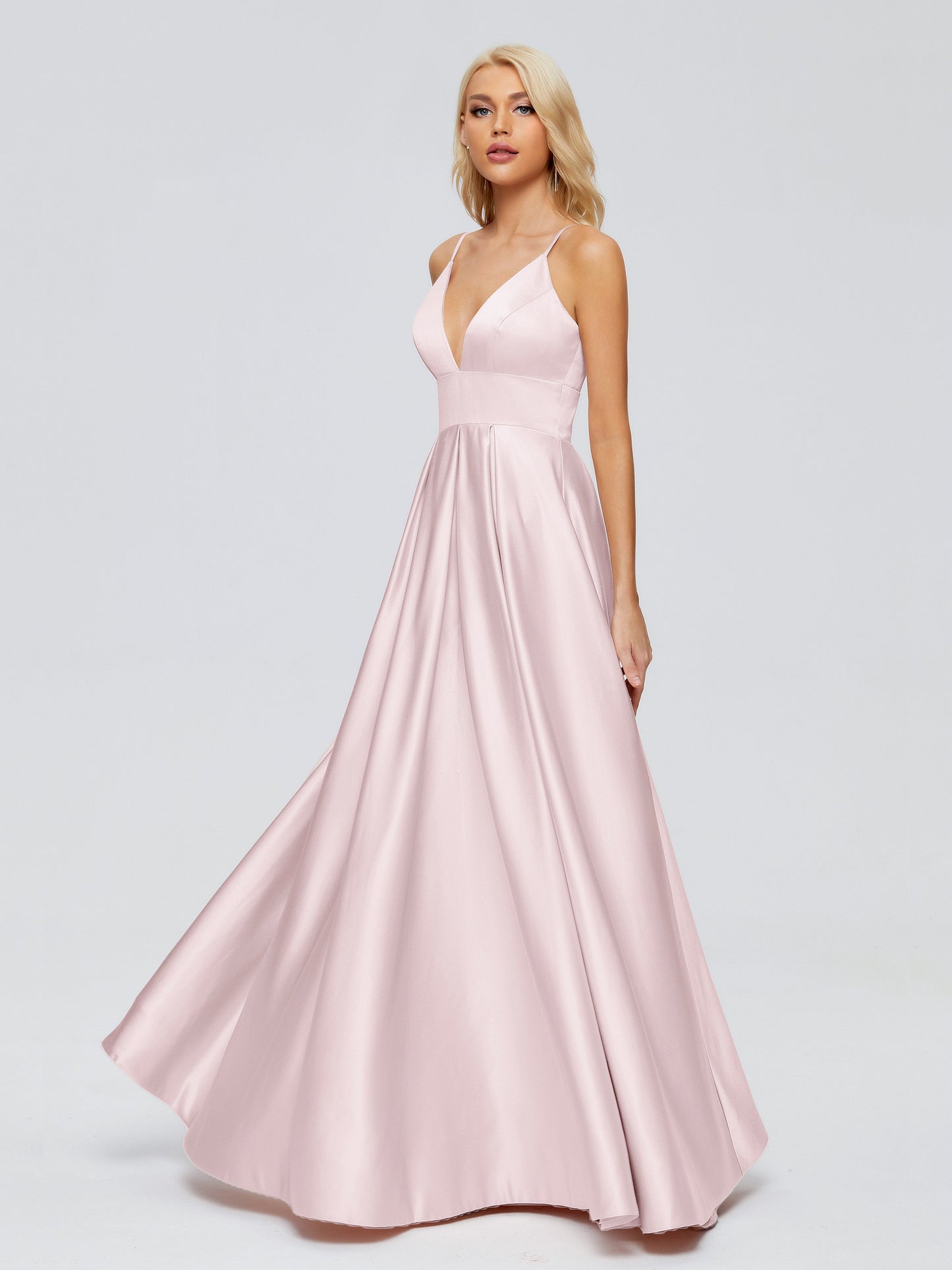 Faith Spaghetti Straps Satin Bridesmaid Dress