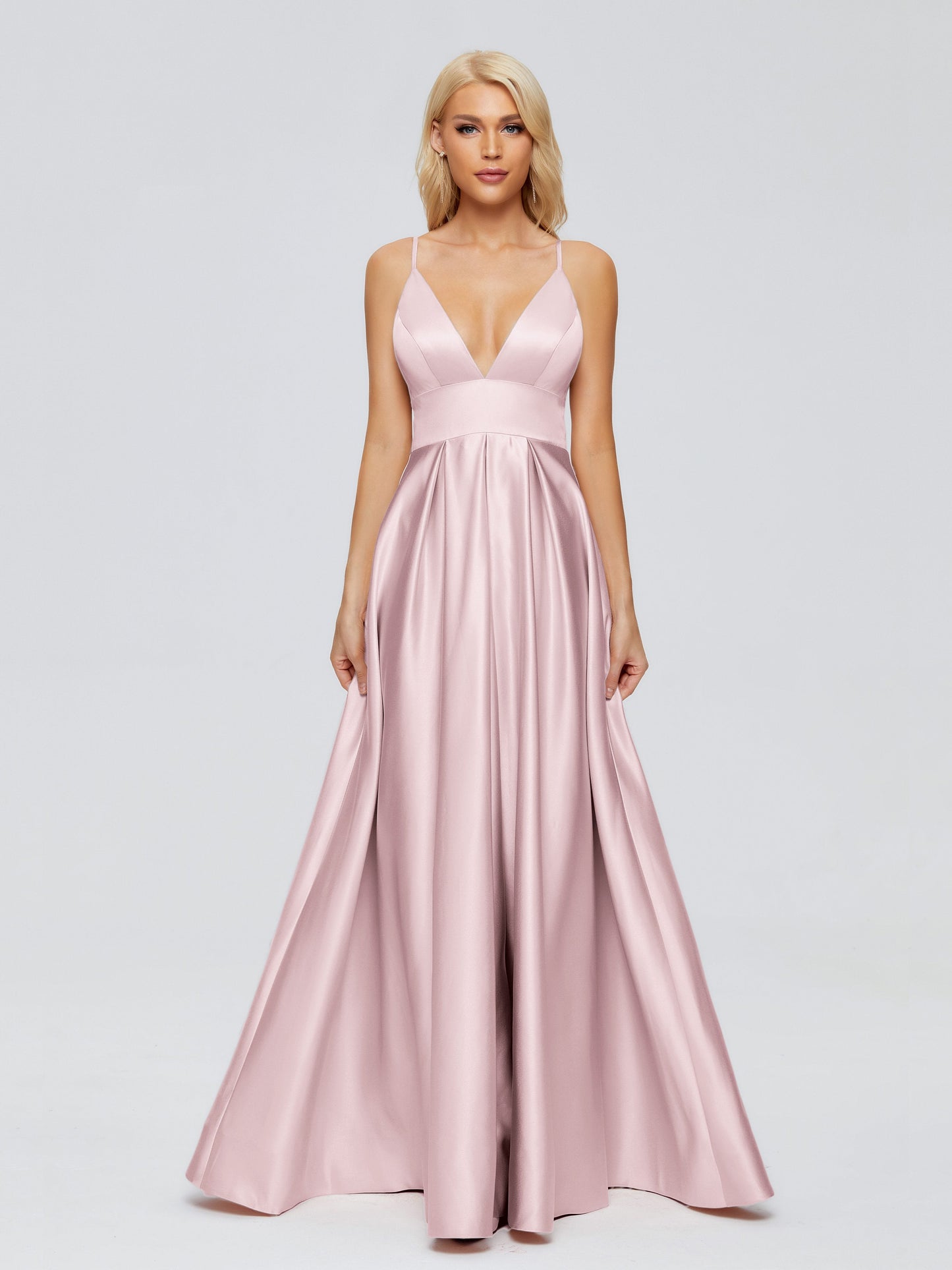 Faith Spaghetti Straps Satin Bridesmaid Dress