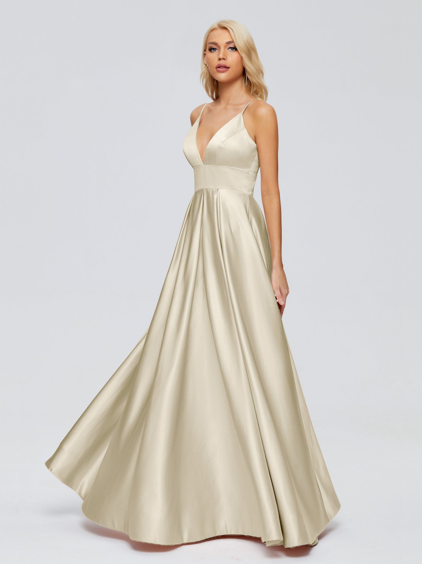 Faith Spaghetti Straps Satin Bridesmaid Dress