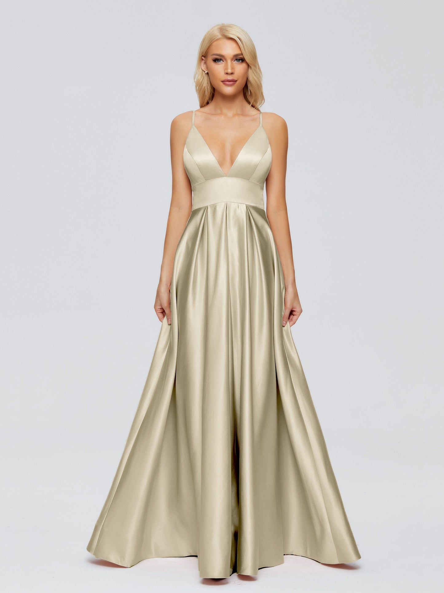 Faith Spaghetti Straps Satin Bridesmaid Dress