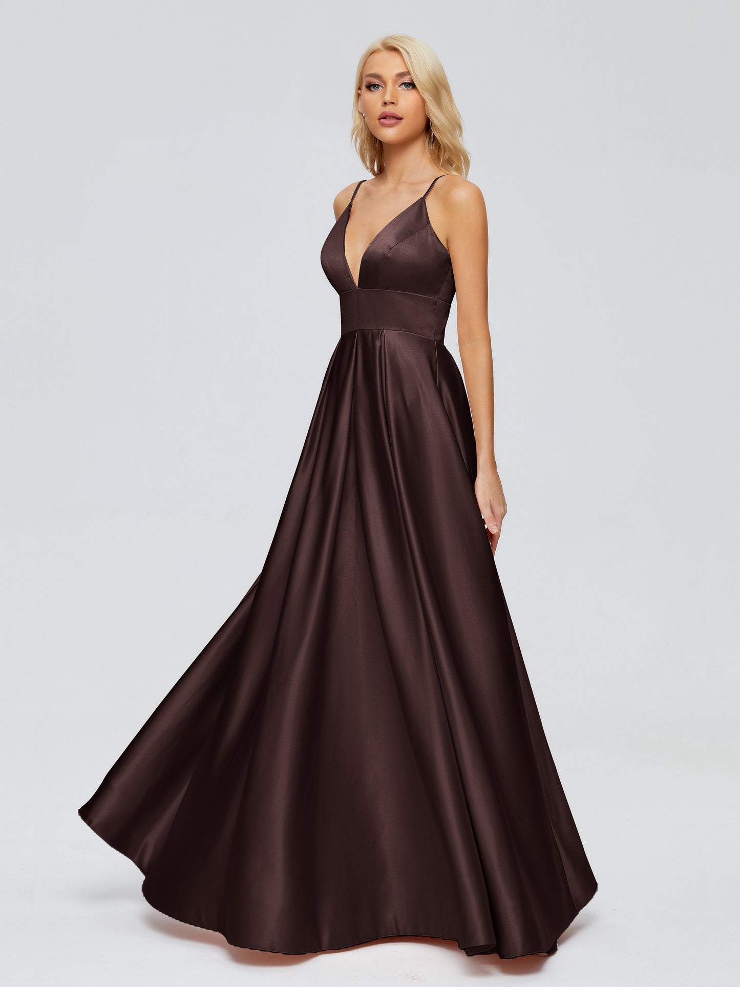 Faith Spaghetti Straps Satin Bridesmaid Dress