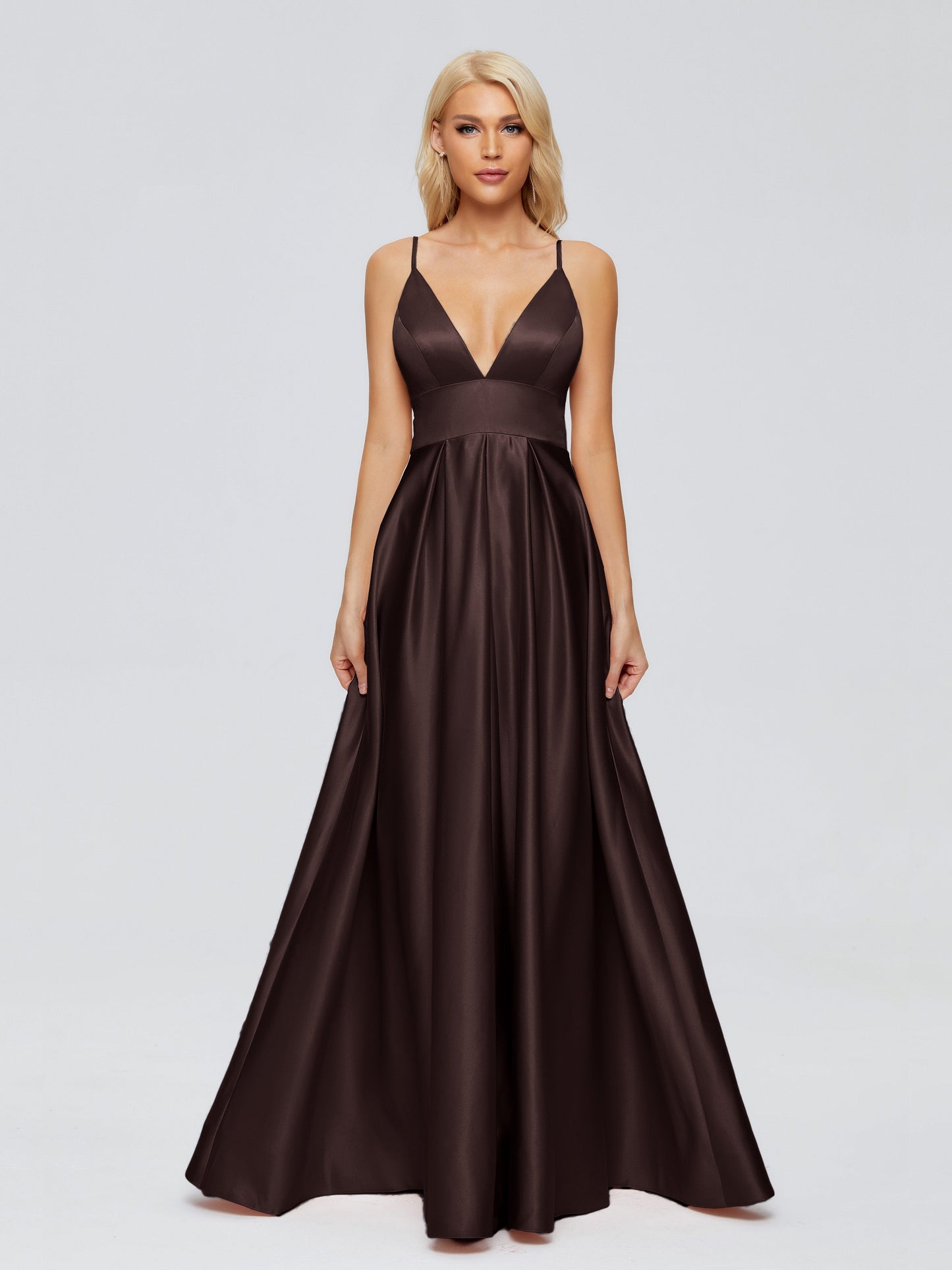 Faith Spaghetti Straps Satin Bridesmaid Dress