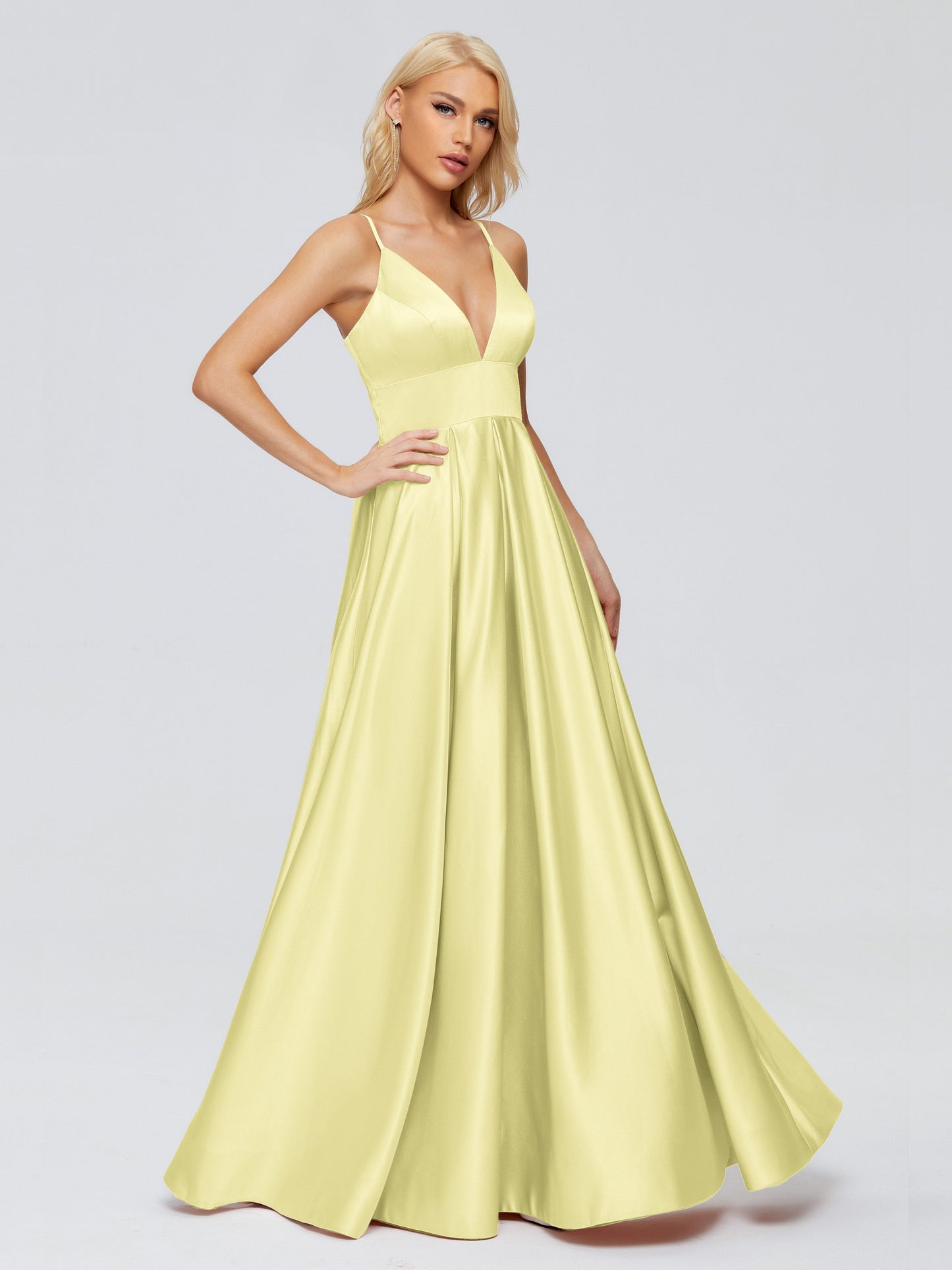 Faith Spaghetti Straps Satin Bridesmaid Dress
