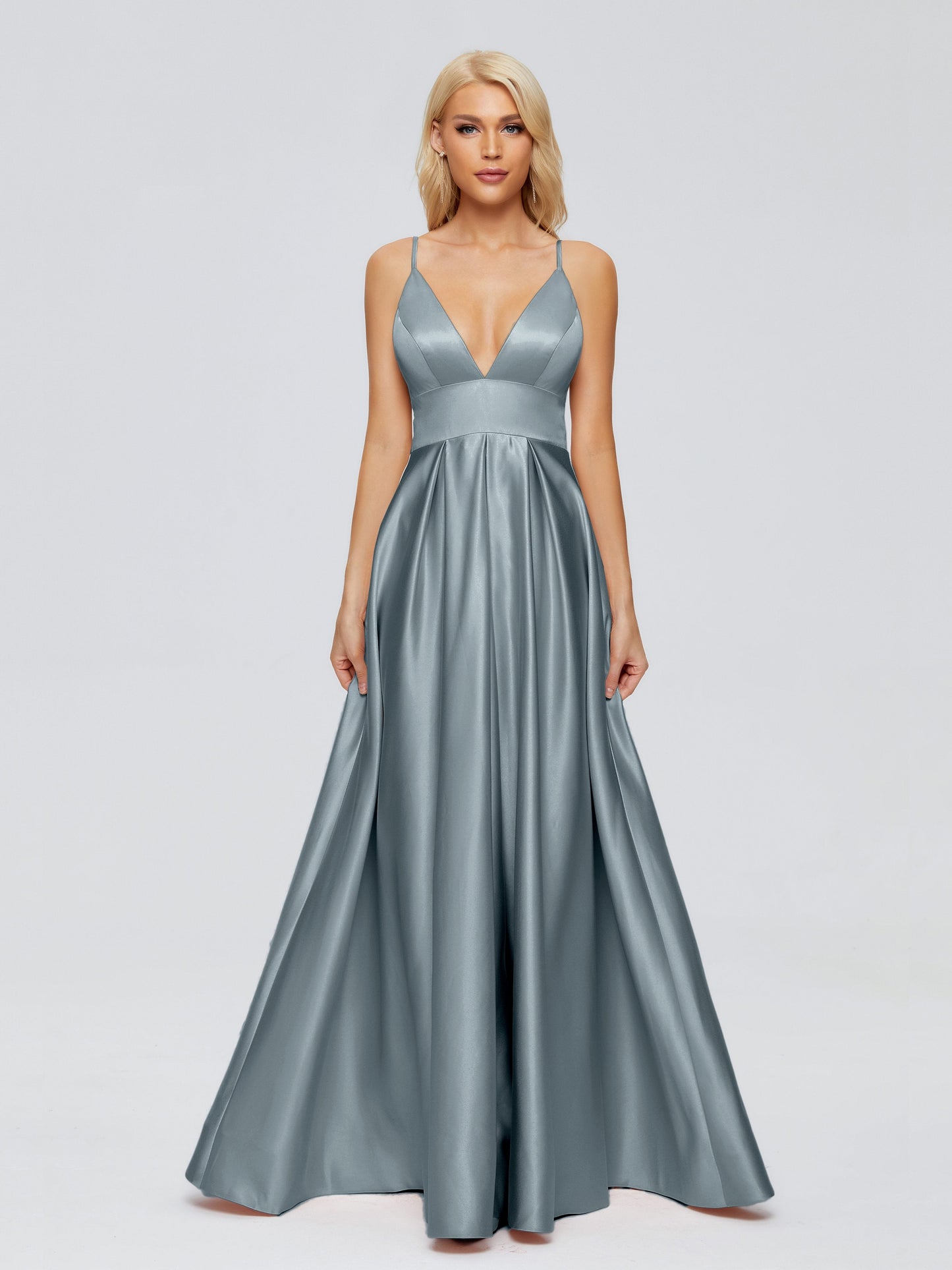 Faith Spaghetti Straps Satin Bridesmaid Dress