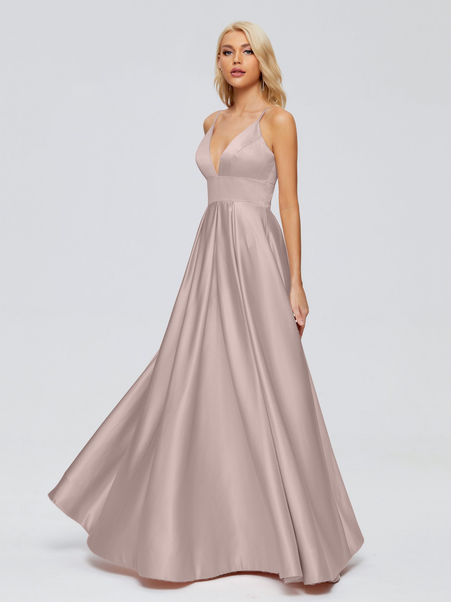 Faith Spaghetti Straps Satin Bridesmaid Dress