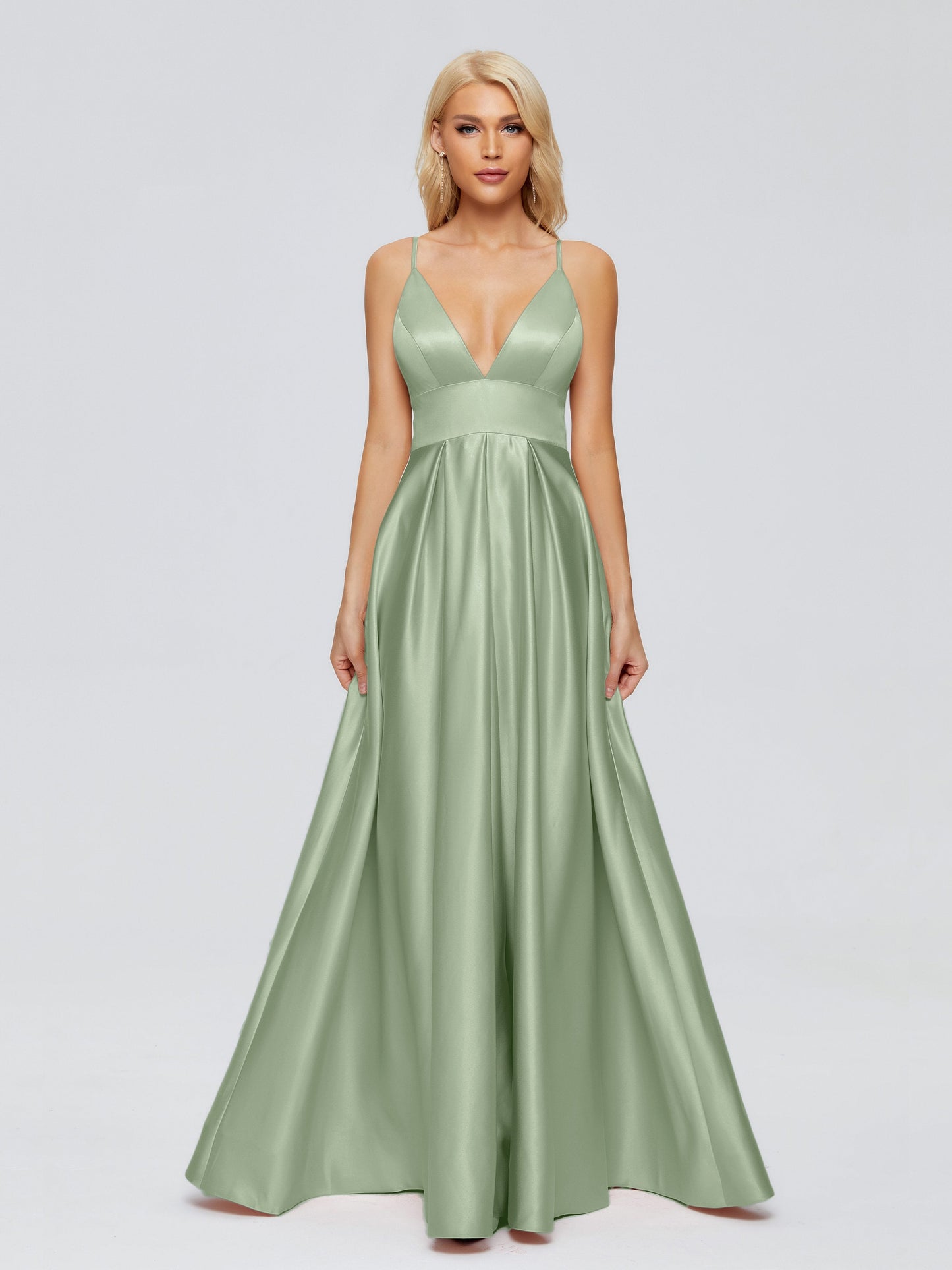 Faith Spaghetti Straps Satin Bridesmaid Dress