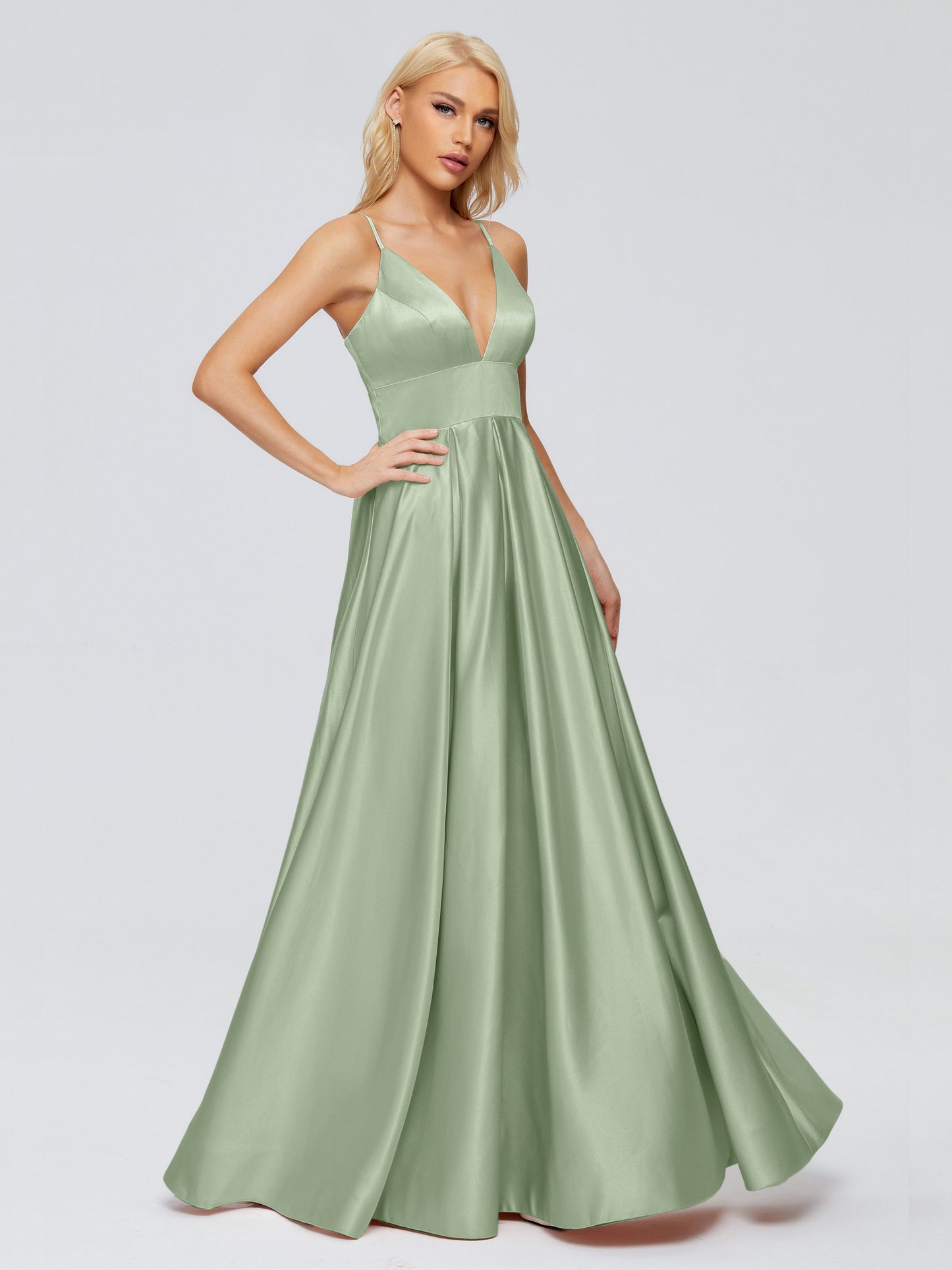 Faith Spaghetti Straps Satin Bridesmaid Dress