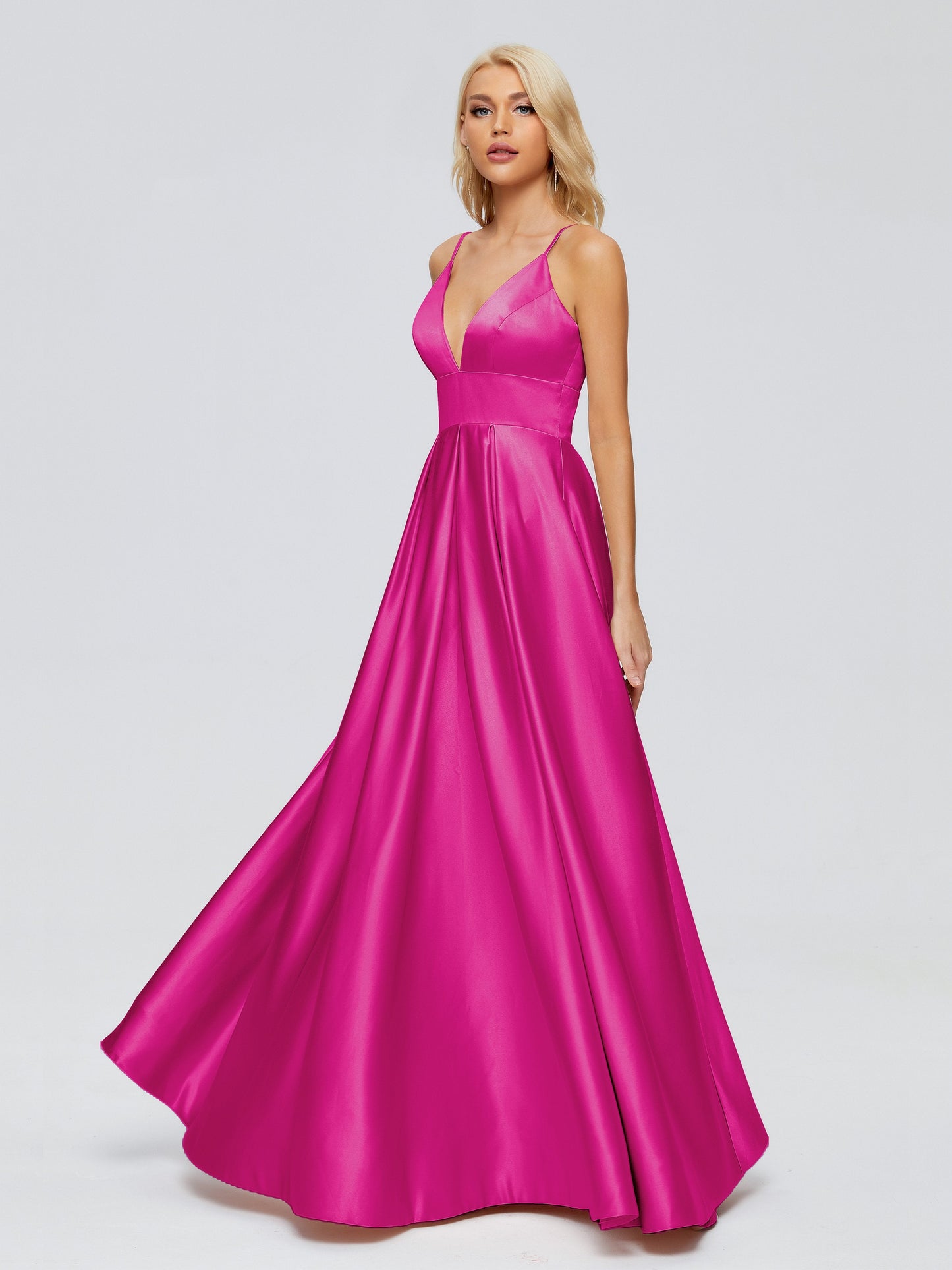 Faith Spaghetti Straps Satin Bridesmaid Dress