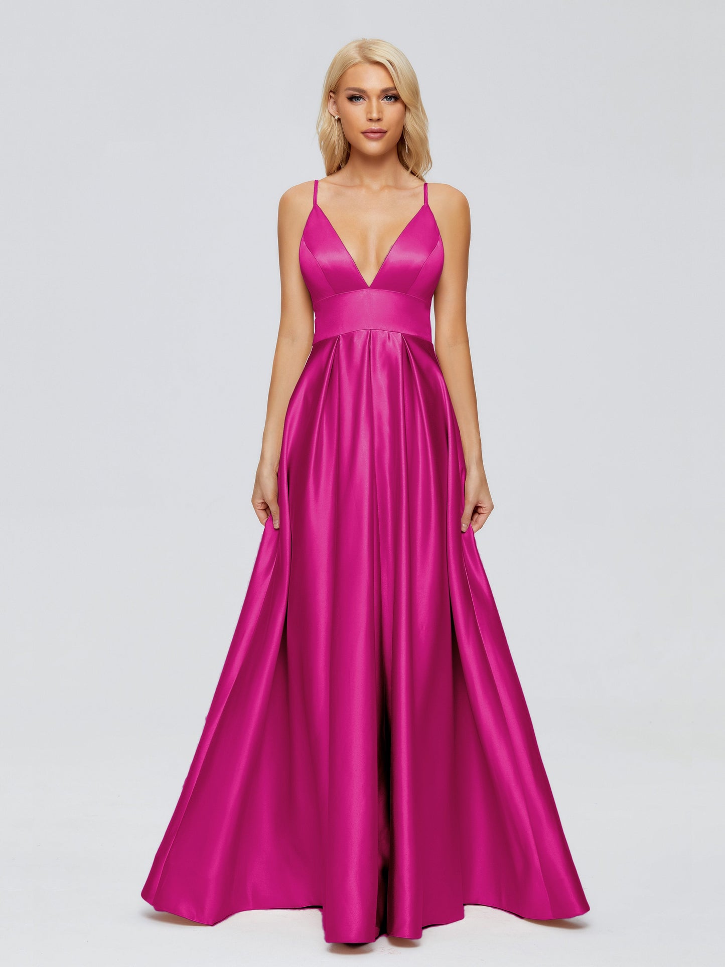 Faith Spaghetti Straps Satin Bridesmaid Dress