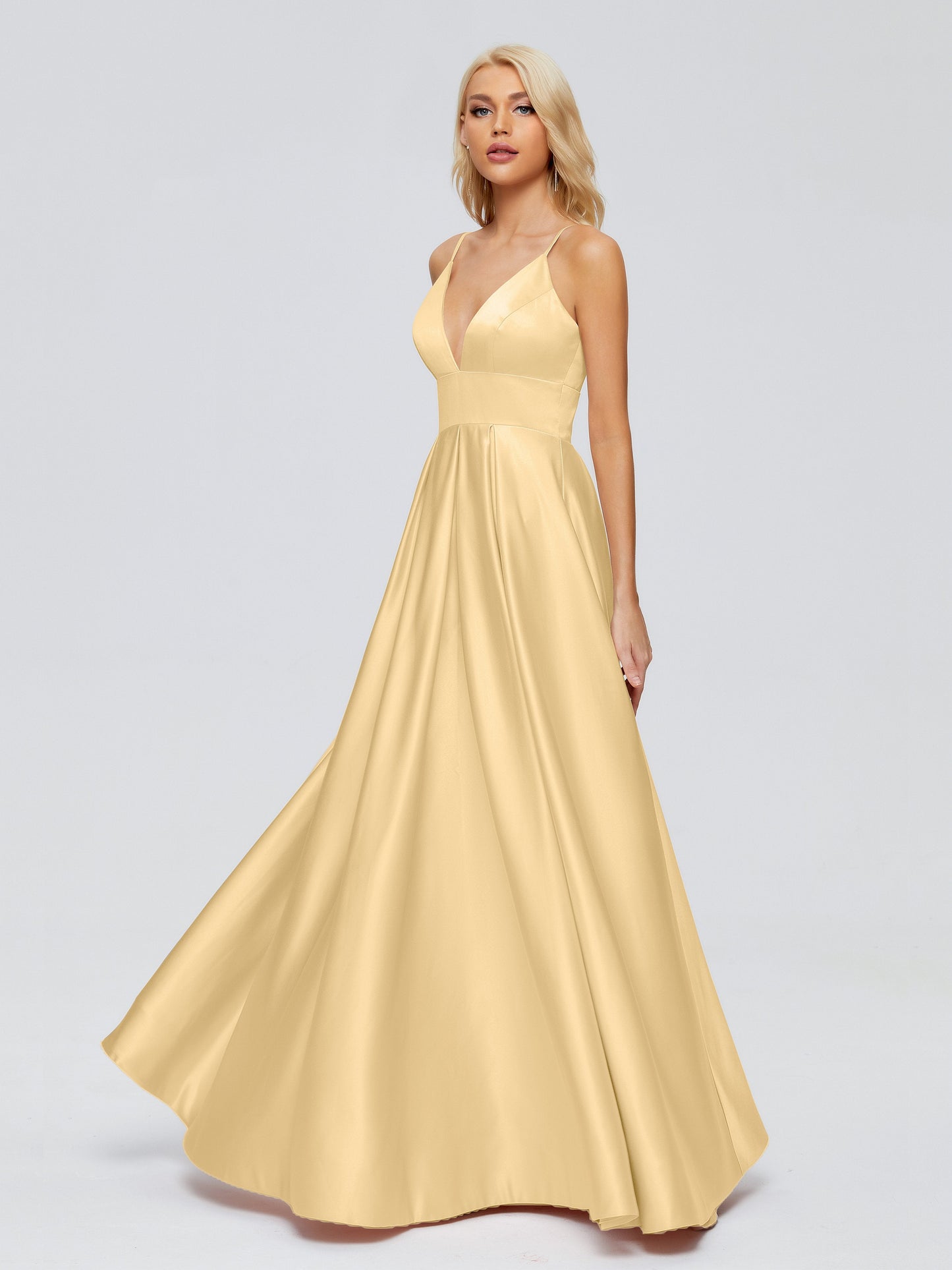 Faith Spaghetti Straps Satin Bridesmaid Dress
