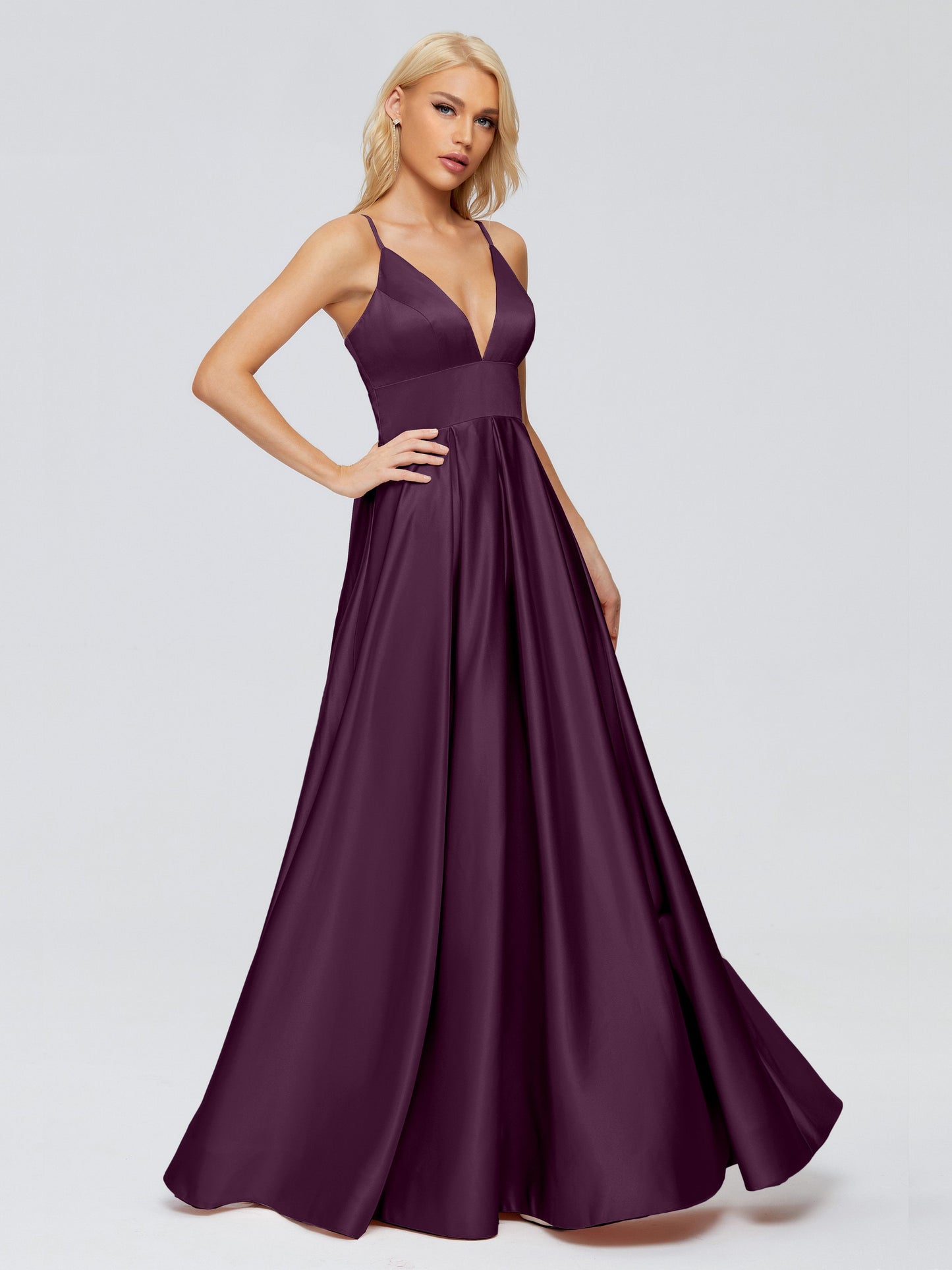 Faith Spaghetti Straps Satin Bridesmaid Dress